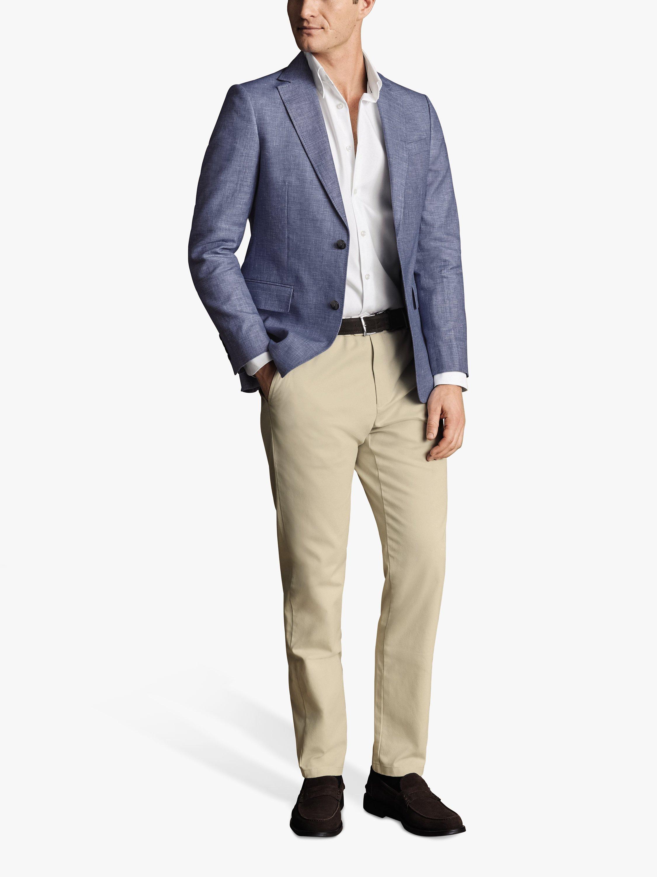 Charles Tyrwhitt Classic Fit Linen Cotton Blend Jacket, Cobalt Blue, 40R