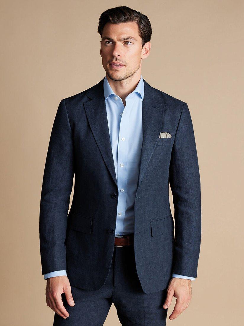 Charles Tyrwhitt Linen Classic Fit Jacket Dark Navy