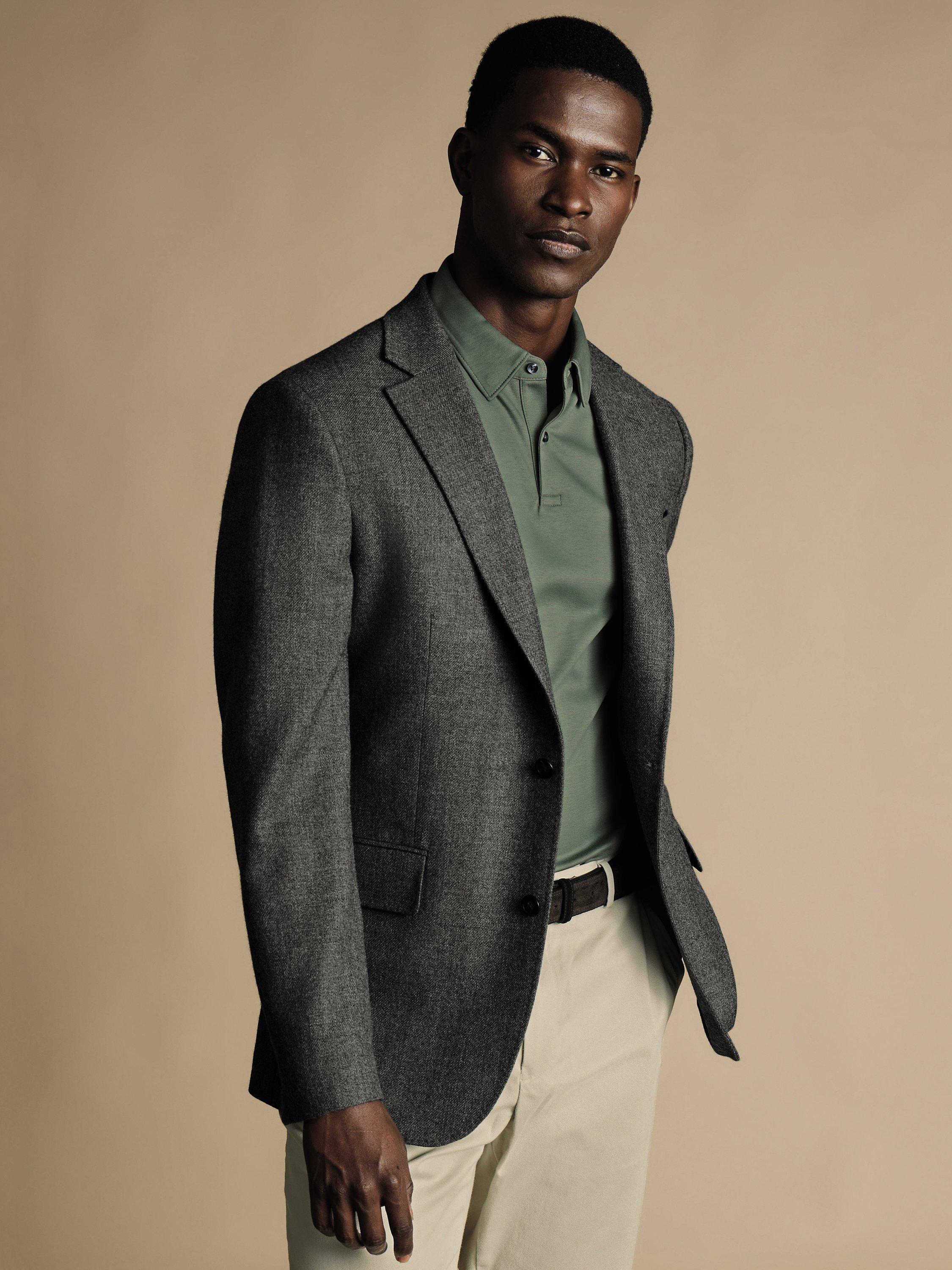 Charles Tyrwhitt Twill Wool Slim Fit Jacket, Grey