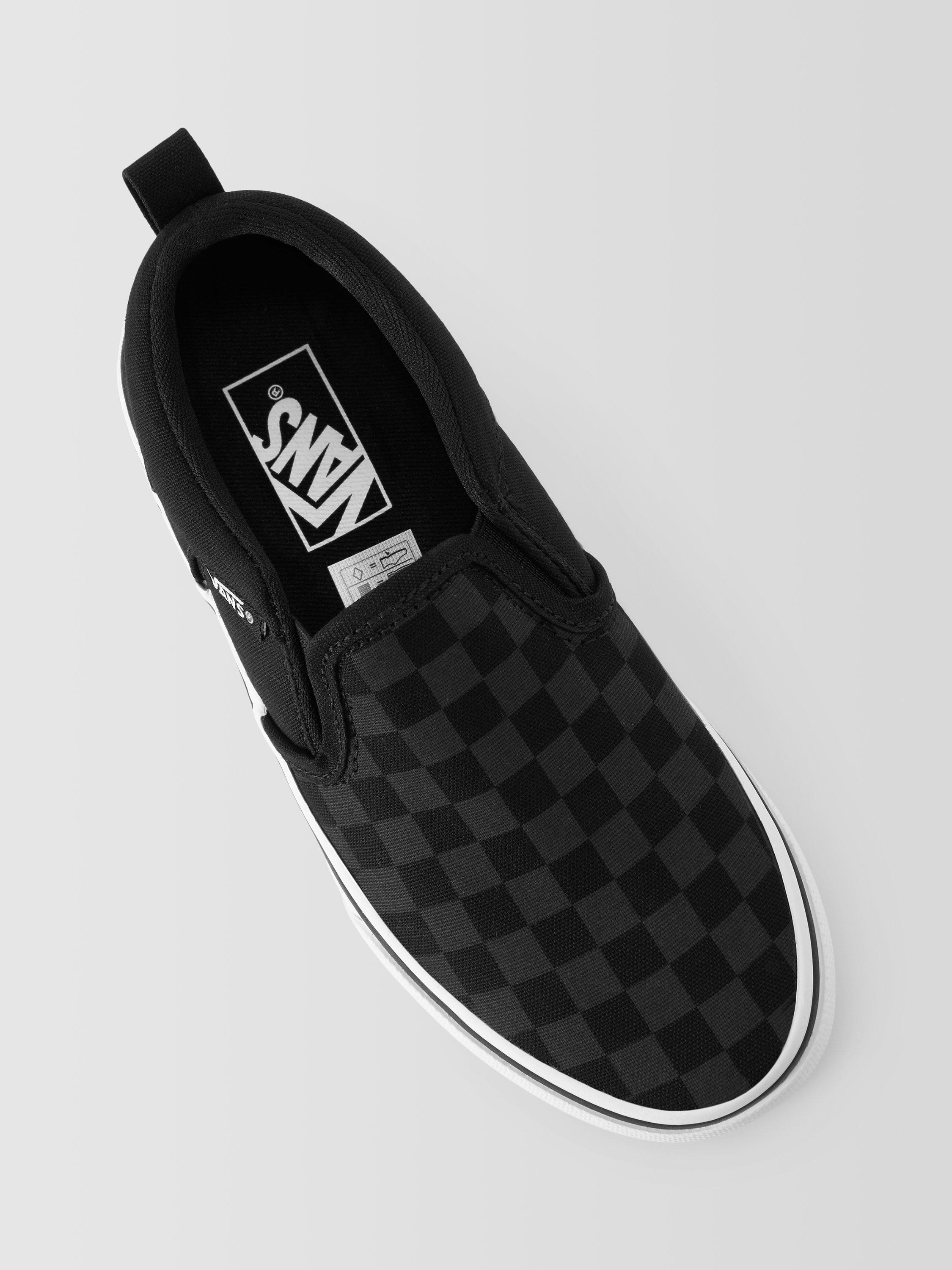 Black asher slip on vans hotsell