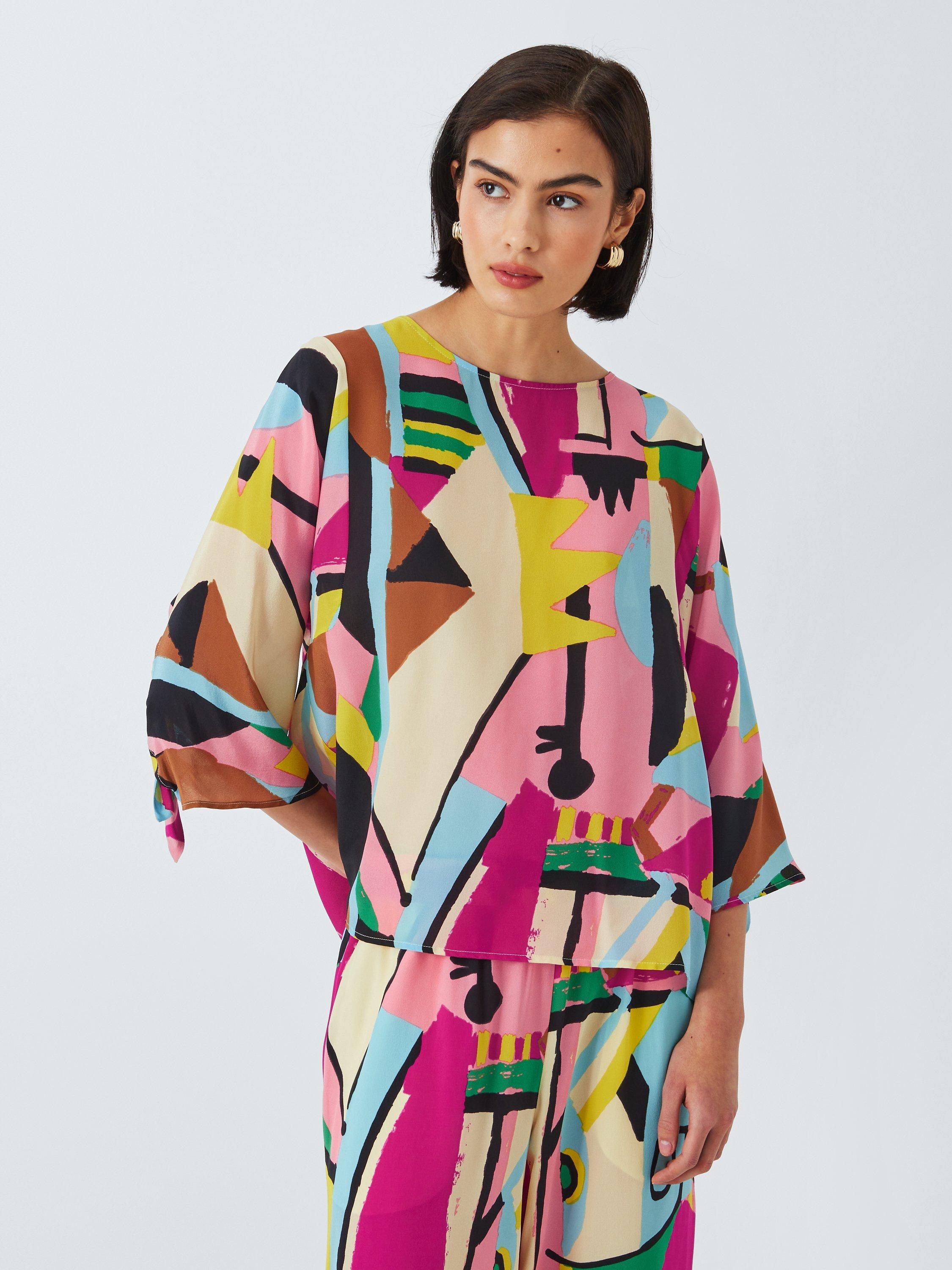 Weekend MaxMara Pomposa Abstract Print Silk Top, Multi