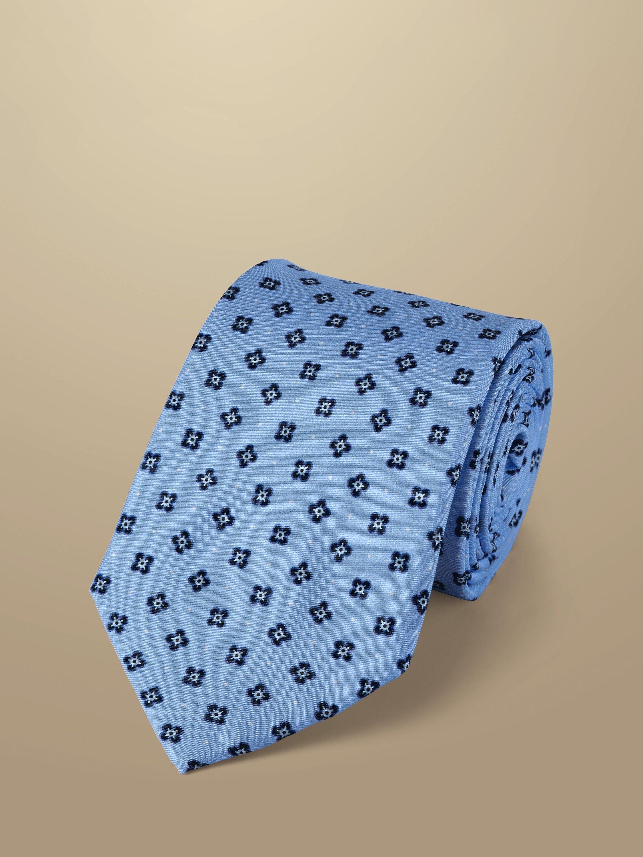 Charles Tyrwhitt Medallion Floral Print Silk Tie, Sky Blue