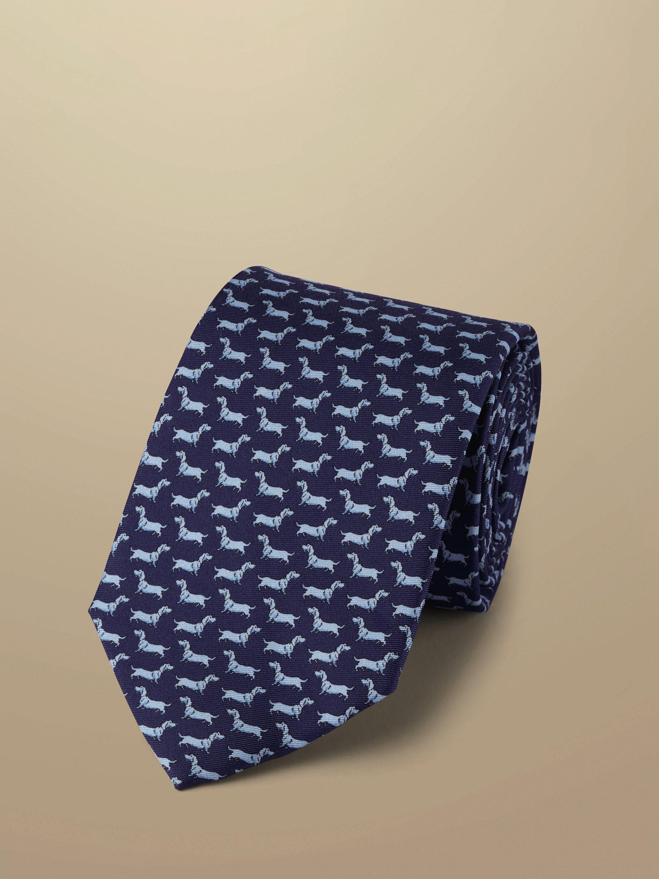 Charles Tyrwhitt Dog Print Silk Tie, Royal Blue