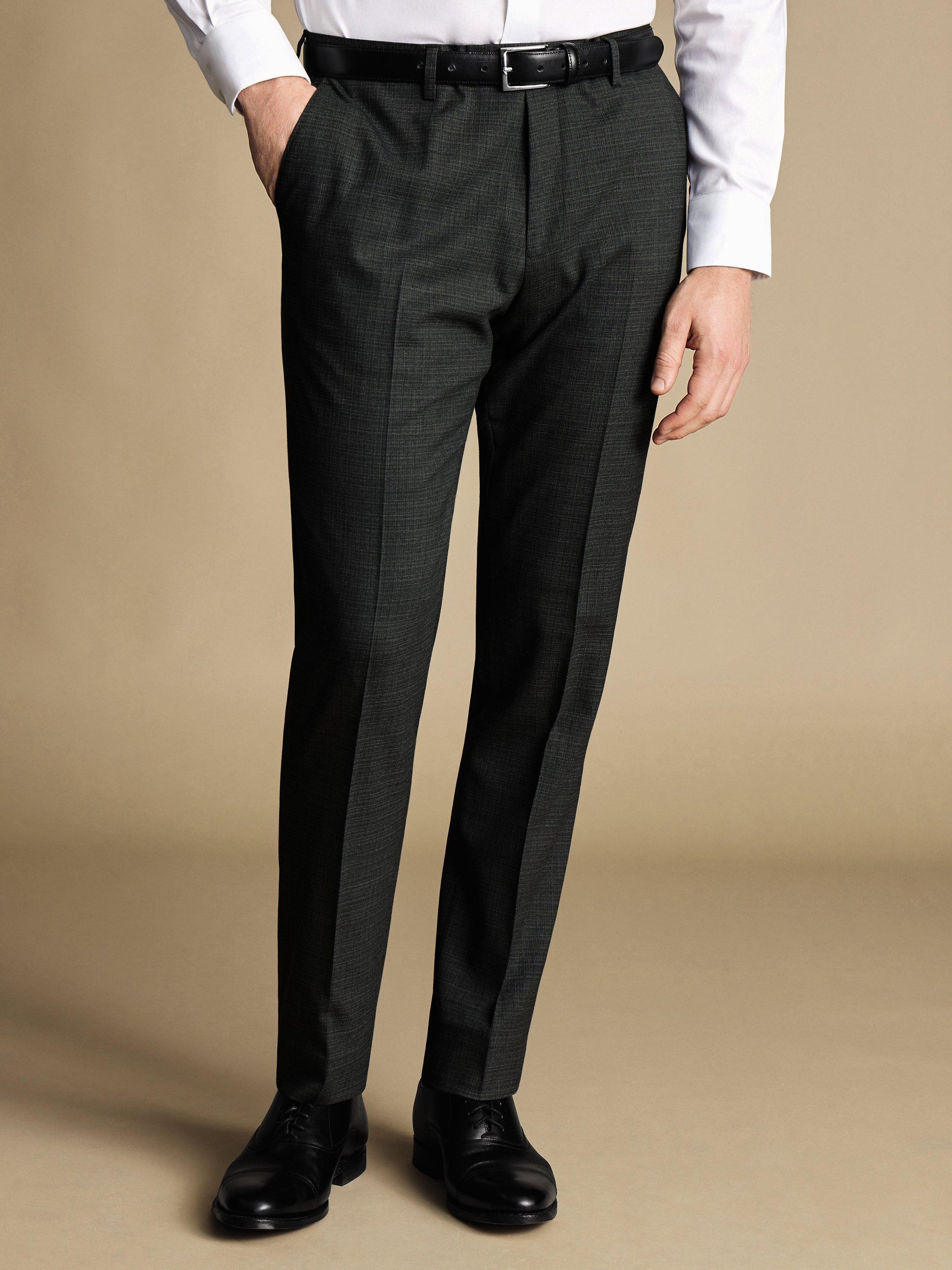 Charles Tyrwhitt Micro Grid Check Slim Fit Suit Trousers, Grey