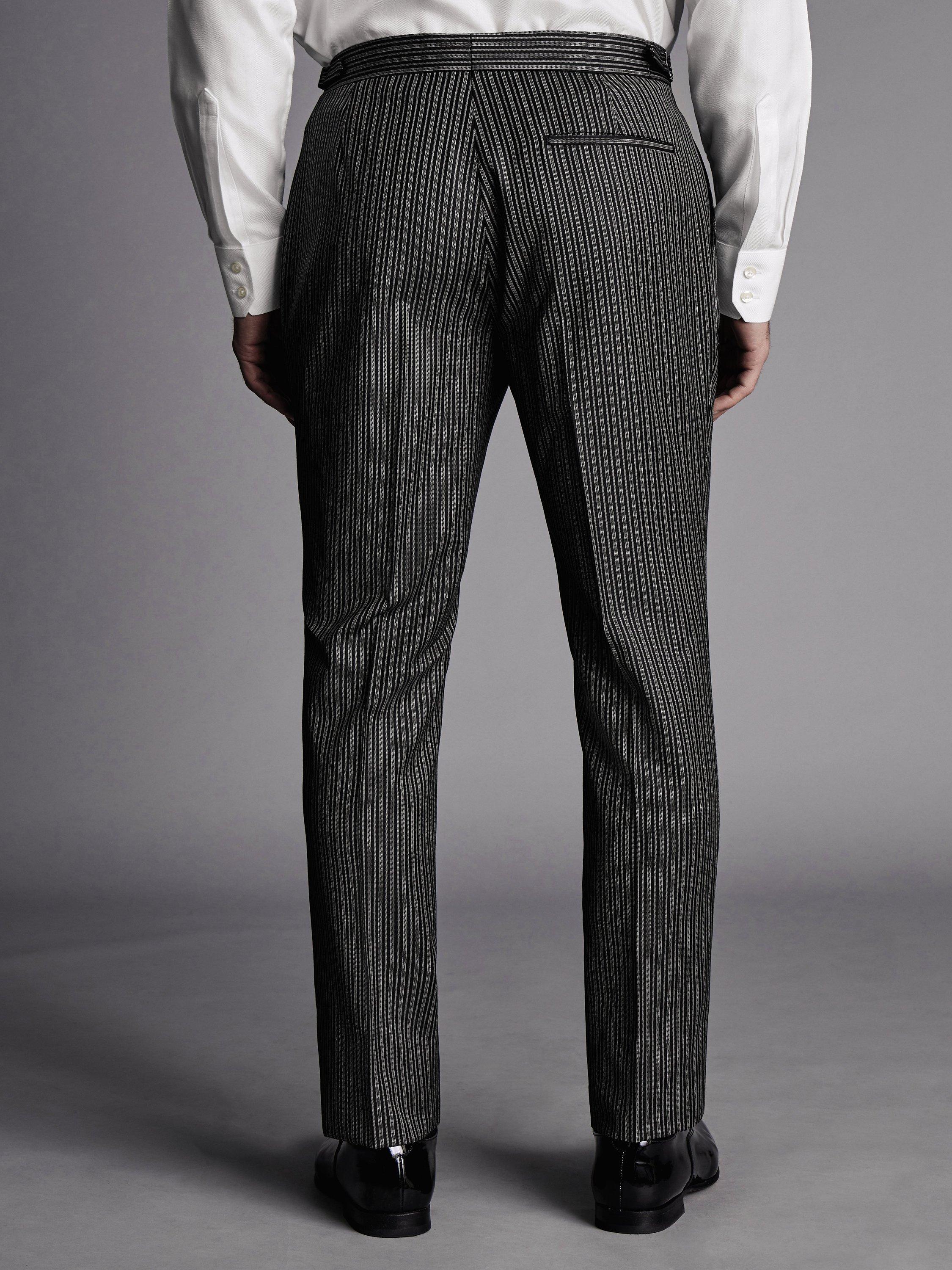 Product image 2 of 2, which shows Charles Tyrwhitt Morning Stripe Slim Fit Suit Trousers, Black, W30/L30