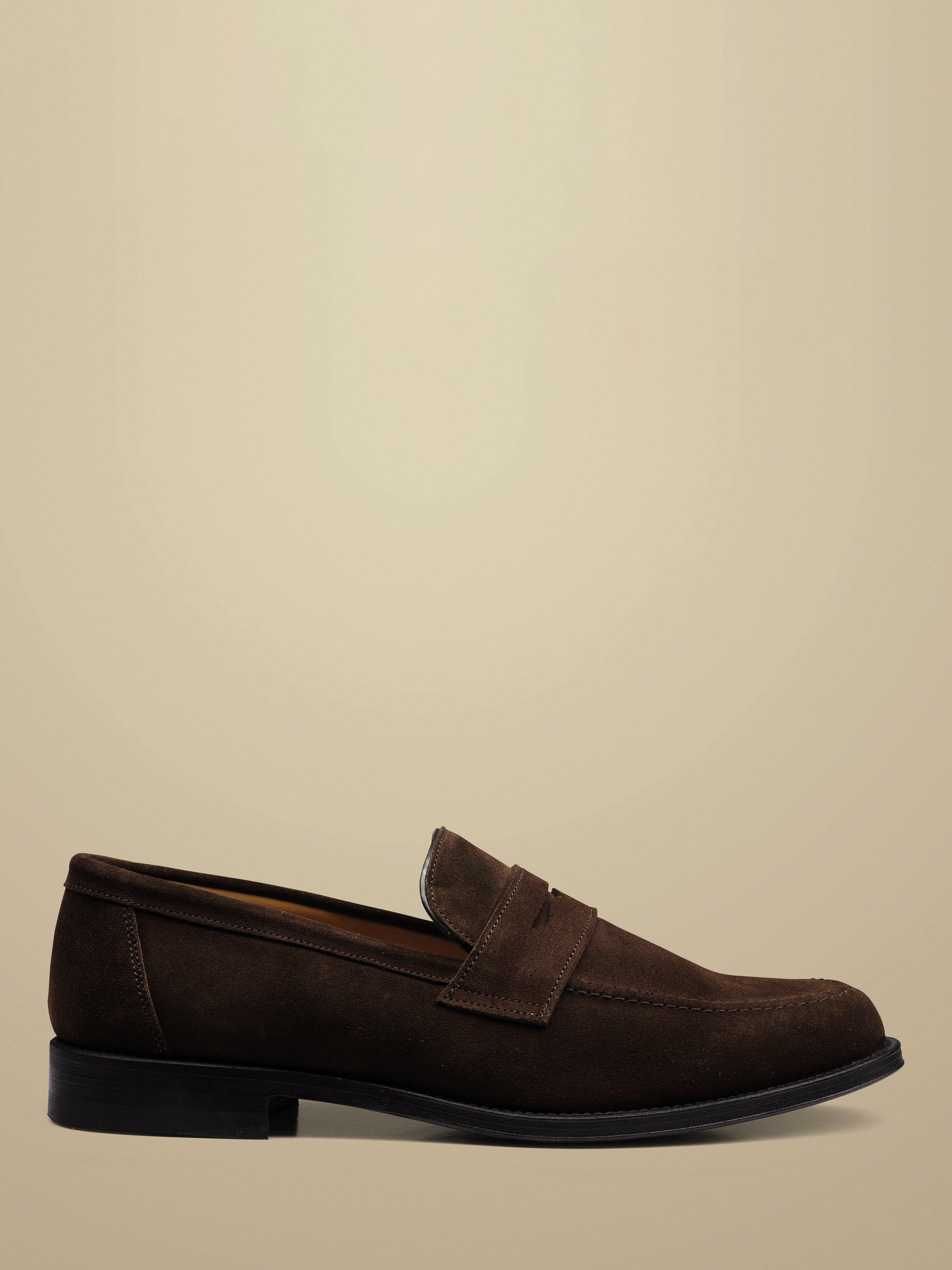 Charles Tyrwhitt Suede Apron Loafers Chocolate Brown