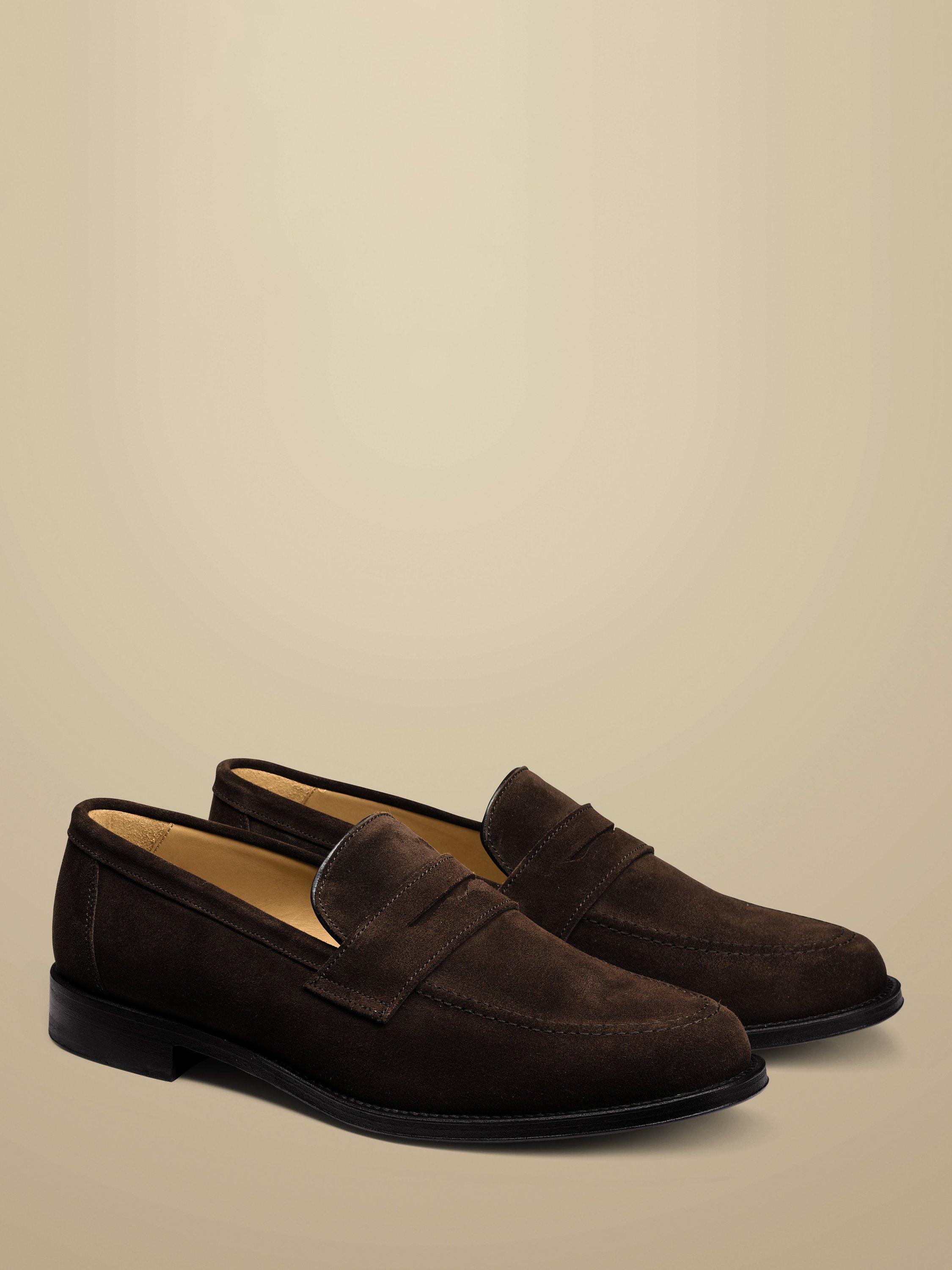 Charles Tyrwhitt Suede Apron Loafers, Chocolate Brown, 10