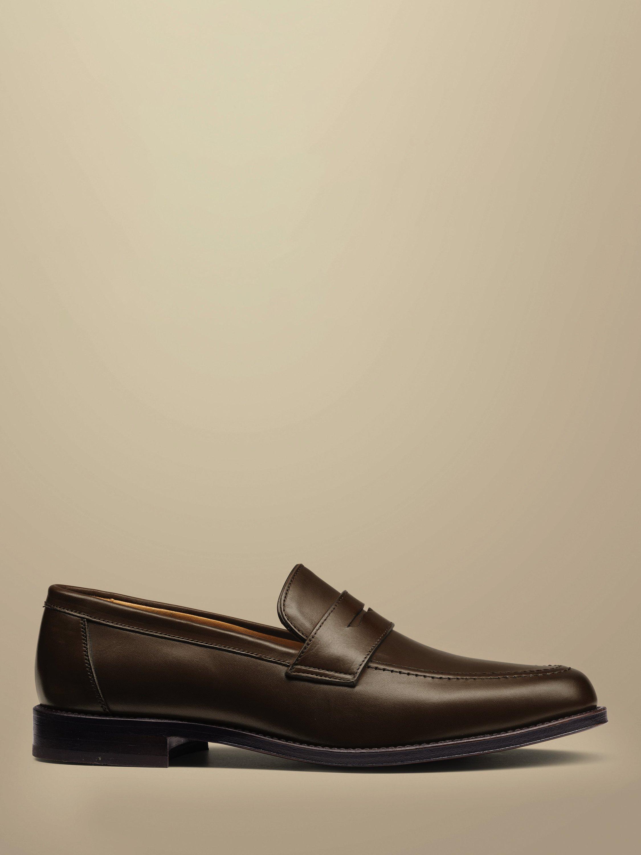 Product image 1 of 4, which shows Charles Tyrwhitt Leather Apron Loafers, Chestnut Brown, 7