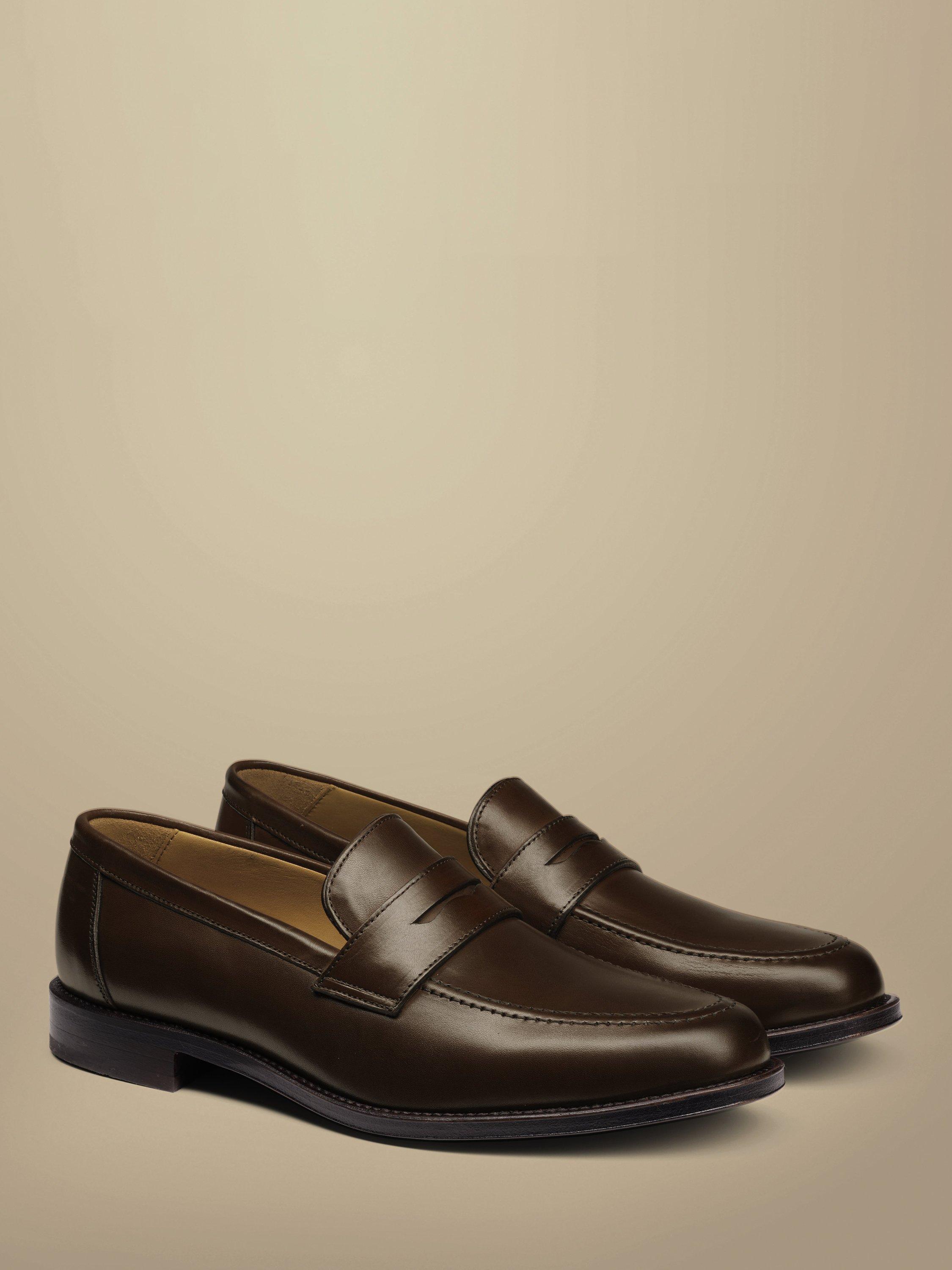 Product image 2 of 4, which shows Charles Tyrwhitt Leather Apron Loafers, Chestnut Brown, 7