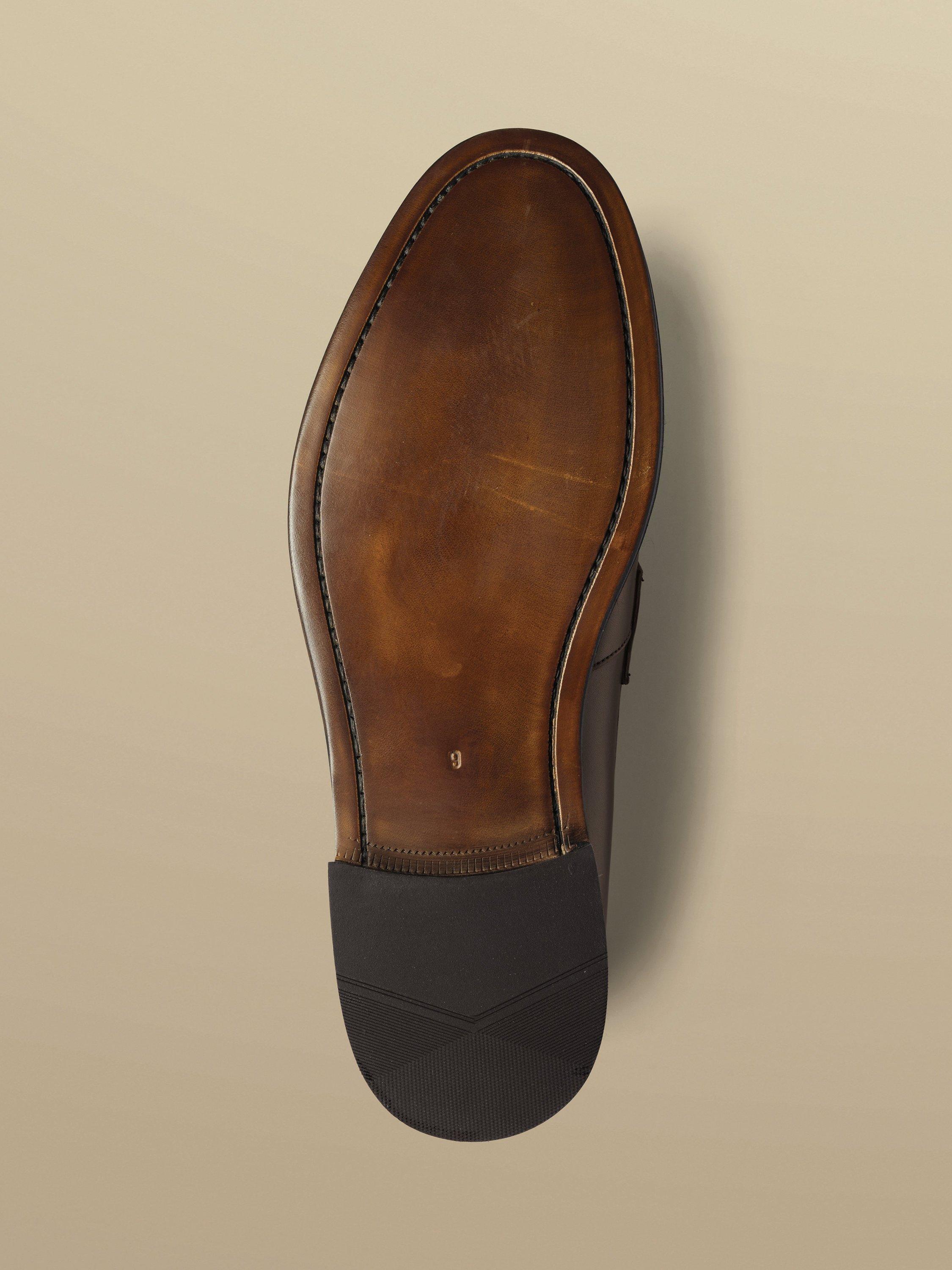 Product image 3 of 4, which shows Charles Tyrwhitt Leather Apron Loafers, Chestnut Brown, 7