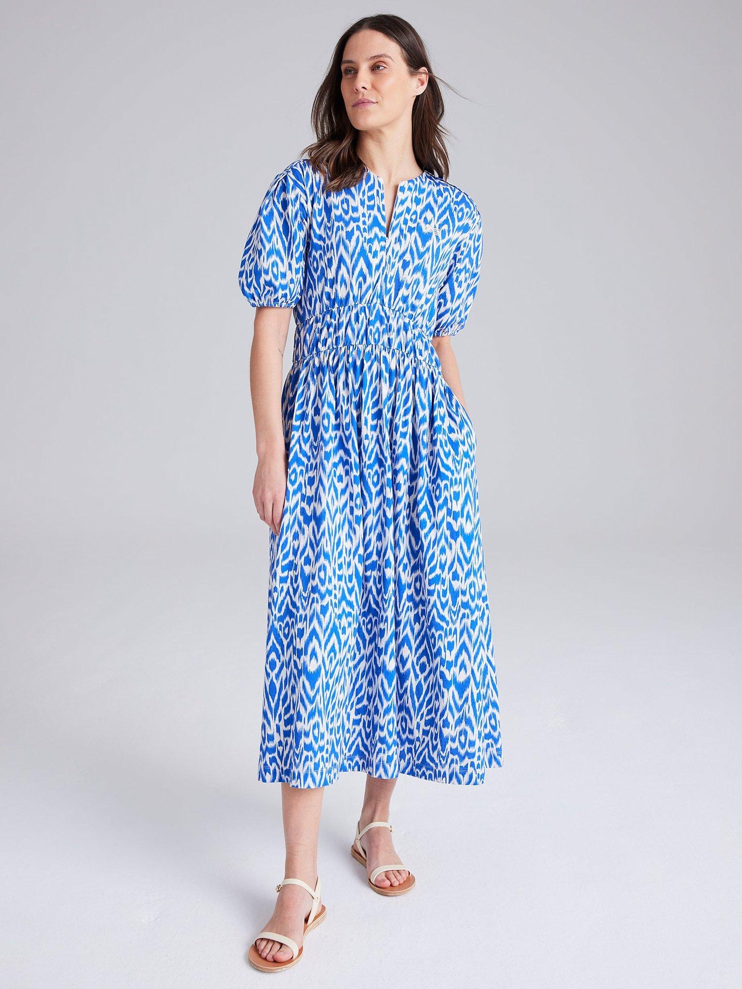 Cape Cove Ikat Midi Dress, Dazzling Blue