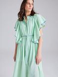 Cape Cove Contrast Trim Ruffle Midi Dress, Aqua