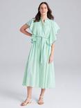 Cape Cove Contrast Trim Ruffle Midi Dress, Aqua