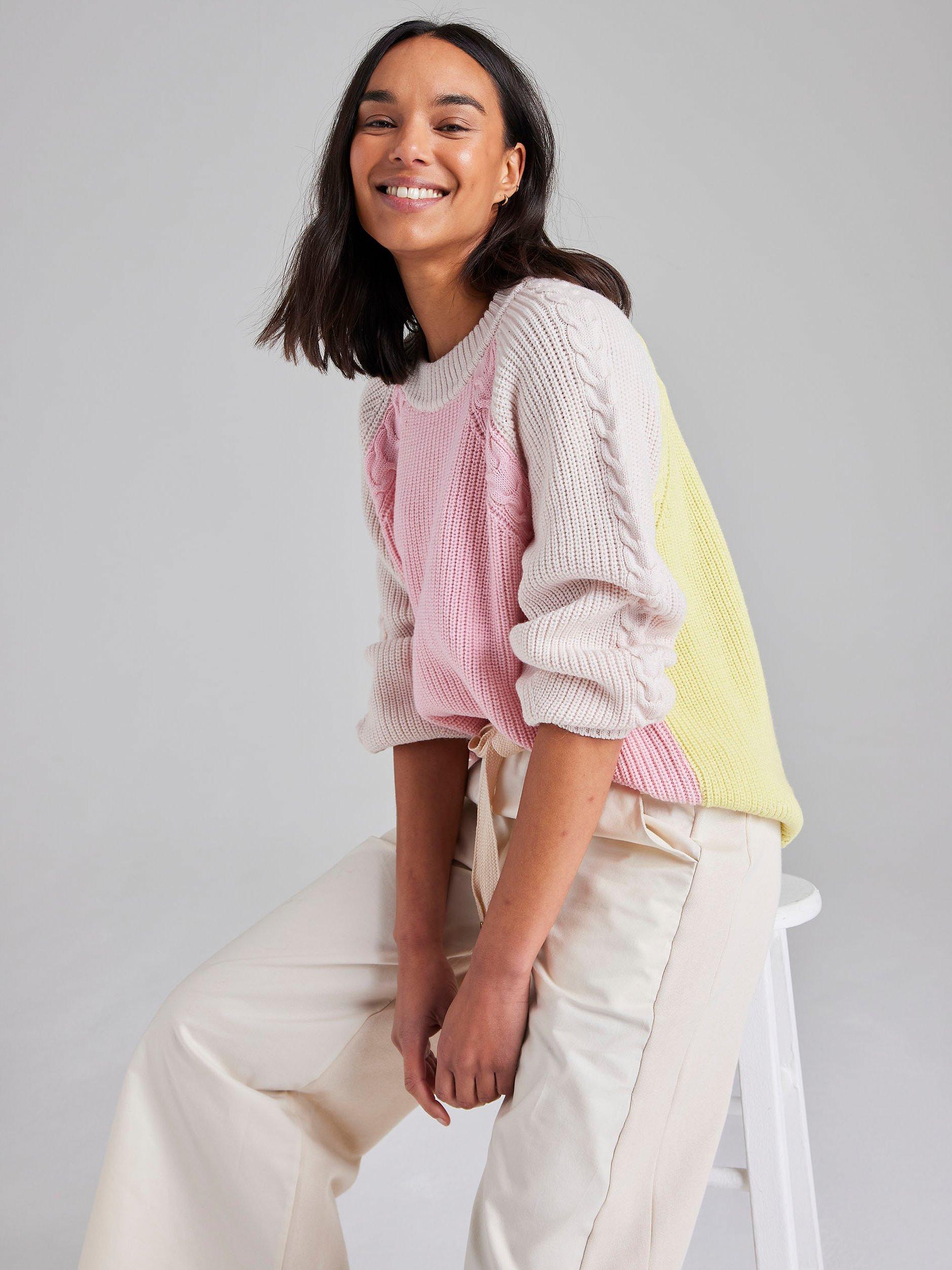 Cape Cove Dawn Contrast Merino Wool Jumper, Pink/Multi