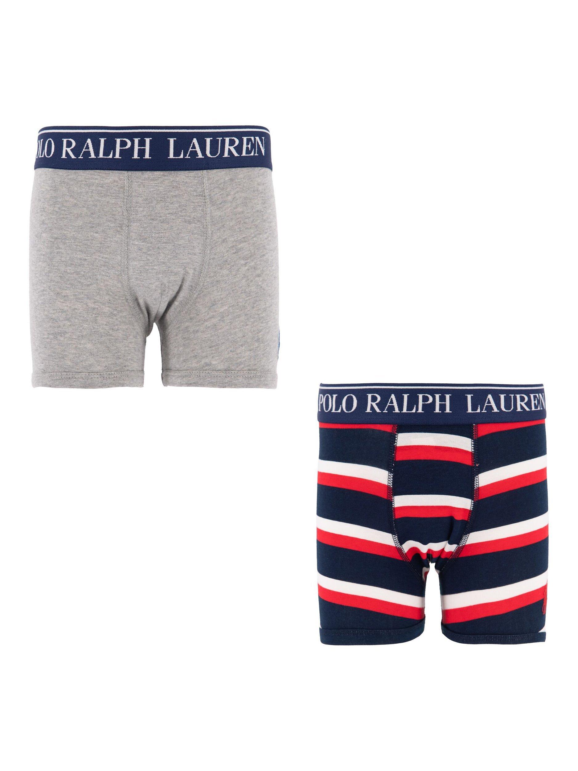 Polo Ralph Lauren Kids' Cotton Blend Boxer Shorts, Pack of 2, Grey/Multi