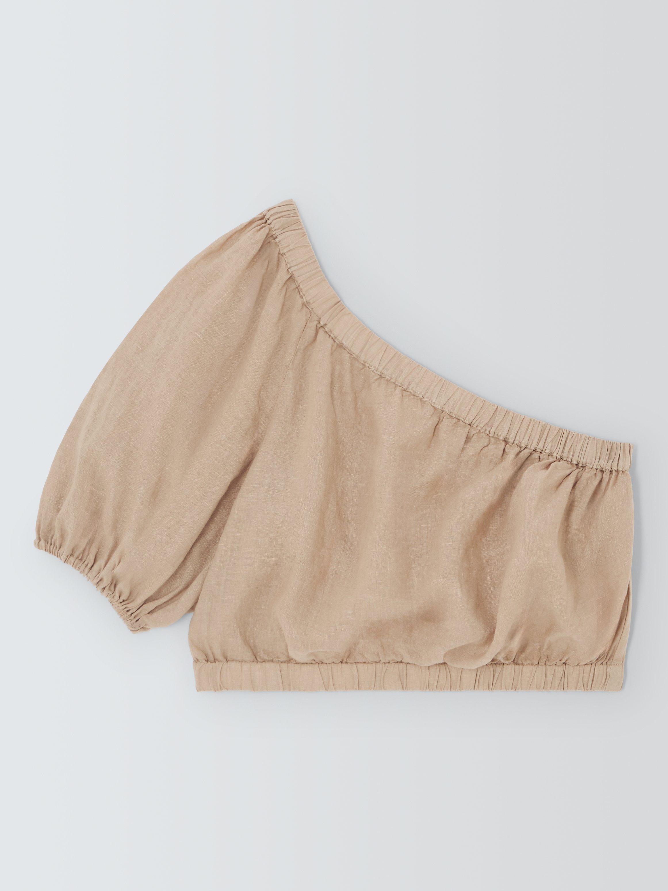 Product image 1 of 1, which shows Velvet by Graham & Spencer Laleen Linen Crop Top, Biscuit, M