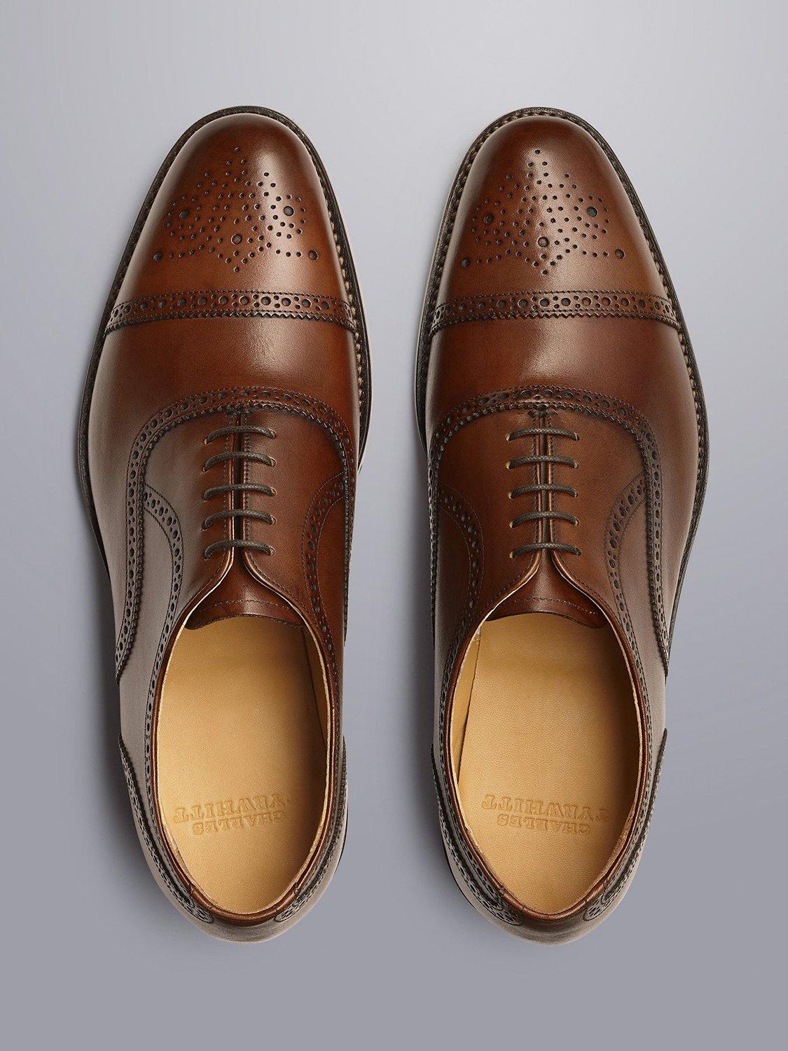 Product image 4 of 4, which shows Charles Tyrwhitt Leather Oxford Brogue Shoes, Chestnut Brown, 7