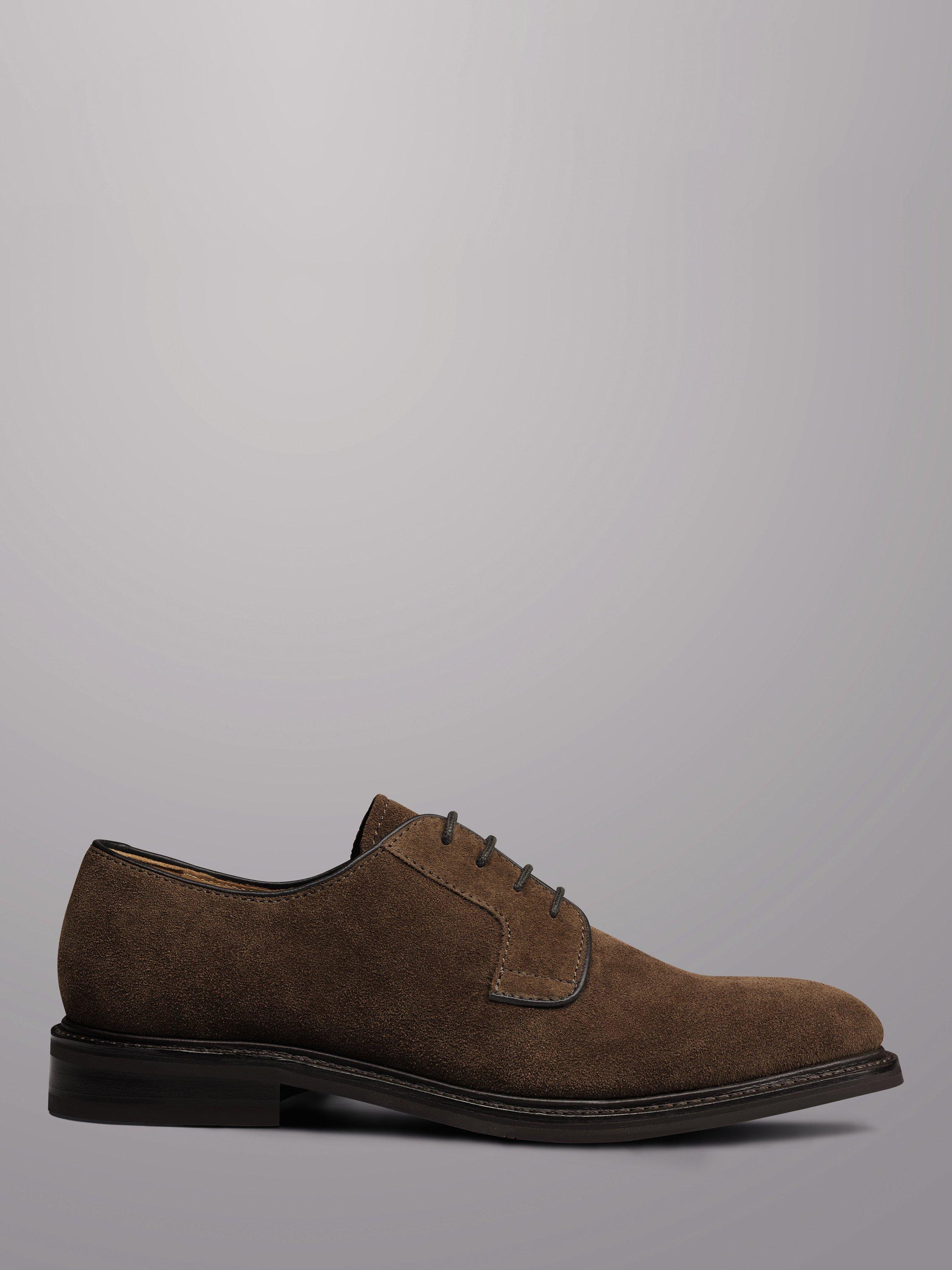 Charles Tyrwhitt Suede Derby Shoes Walnut Brown