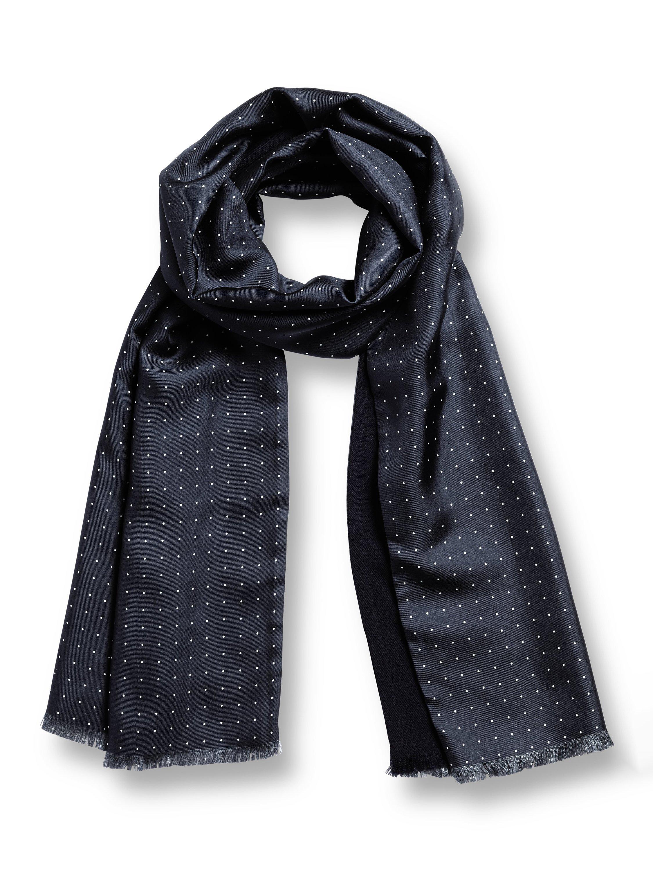 Product image 1 of 3, which shows Charles Tyrwhitt Spot Print Silk Scarf, Navy, One Size