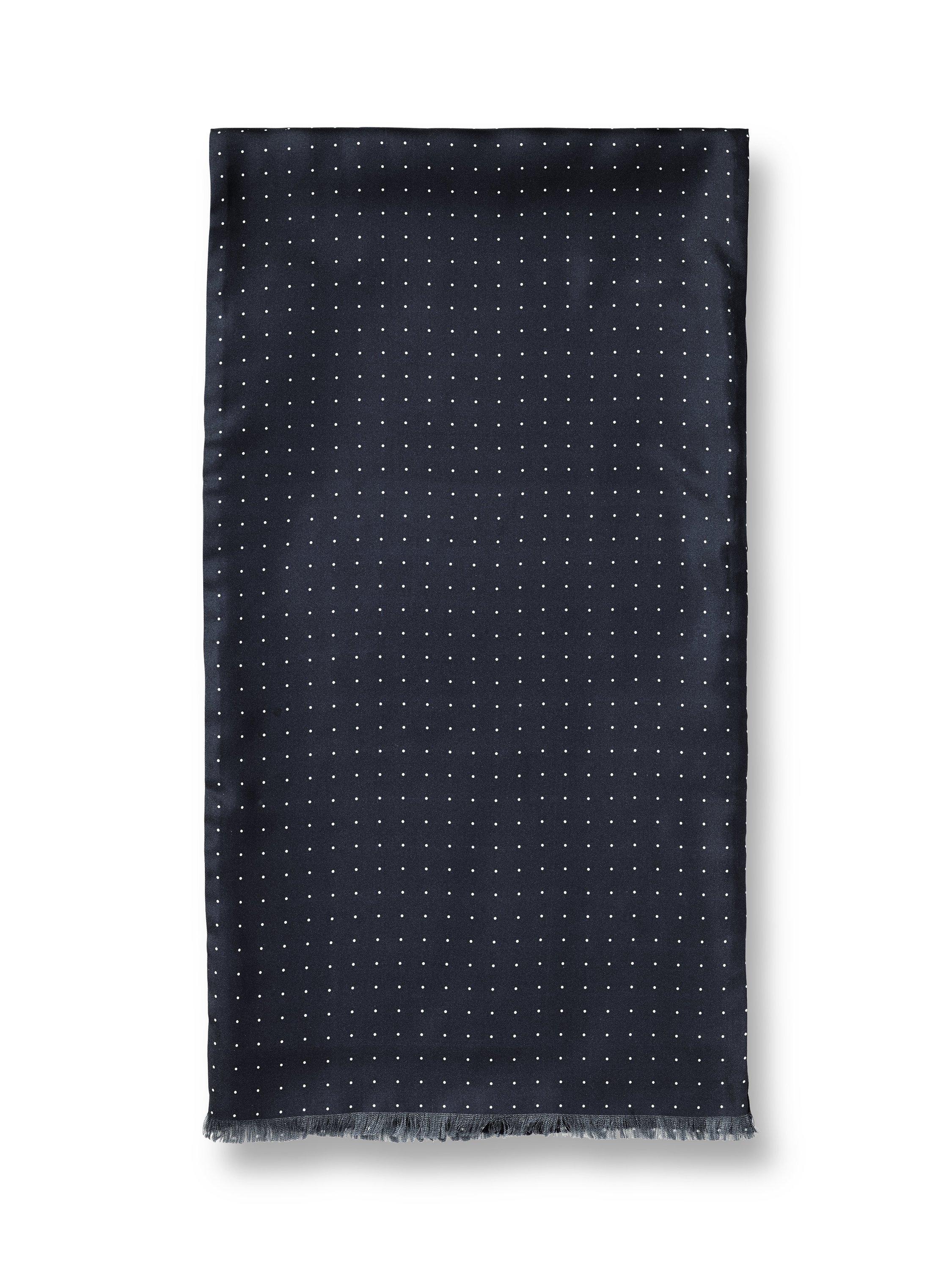 Product image 3 of 3, which shows Charles Tyrwhitt Spot Print Silk Scarf, Navy, One Size