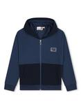 Timberland Kids' Logo French Terry Hooded Zip Through Cardigan, Blue/Multi