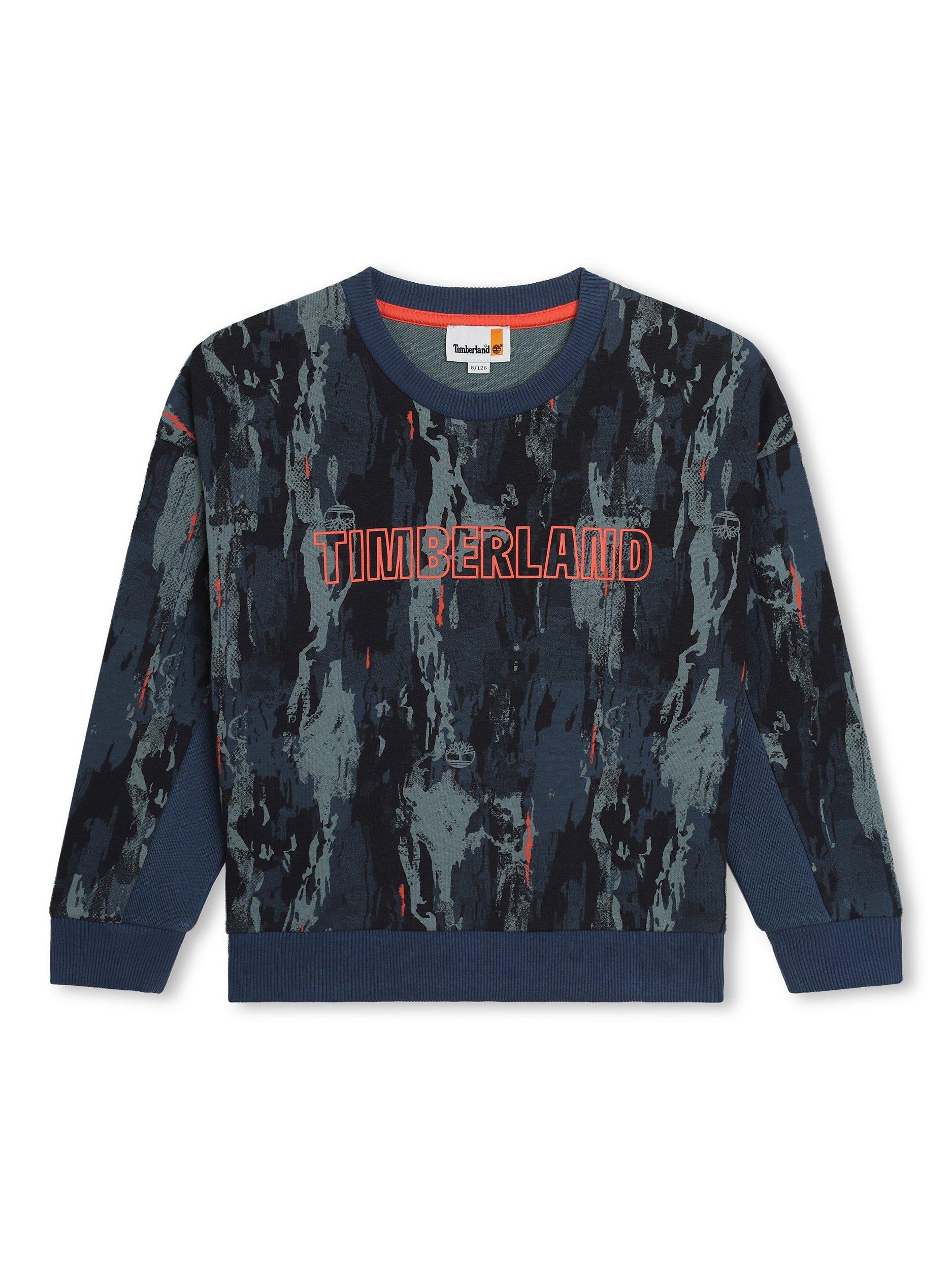 Product image 1 of 3, which shows Timberland Kids' Logo Abstract Print French Terry Sweatshirt, Multi, 4 years