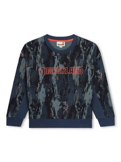 Timberland Kids' Logo Abstract Print French Terry Sweatshirt, Multi, Multi
