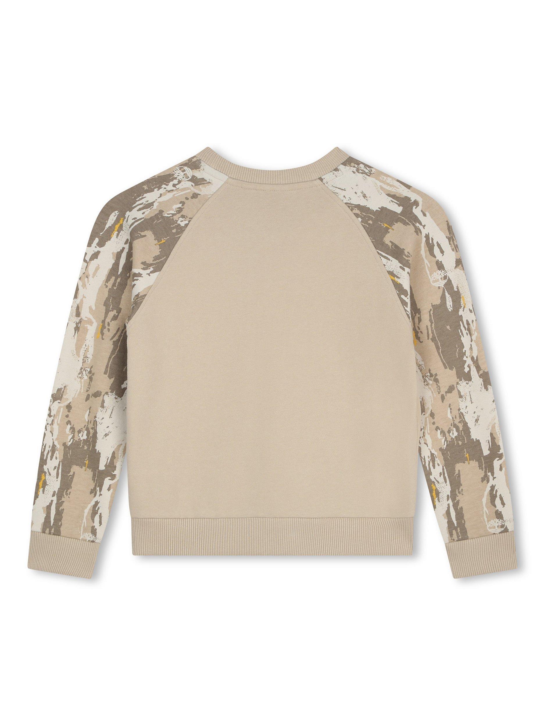 Product image 2 of 2, which shows Timberland Kids' Logo Abstract Pocket Detail French Terry Sweatshirt, Natural, 4 years