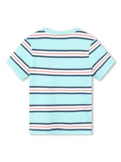 Timberland Kids' Logo Stripe Short Sleeve T-Shirt, Blue/Multi, Blue/Multi