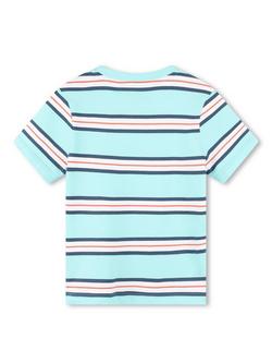 Timberland Kids' Logo Stripe Short Sleeve T-Shirt, Blue/Multi - view 2, Blue/Multi