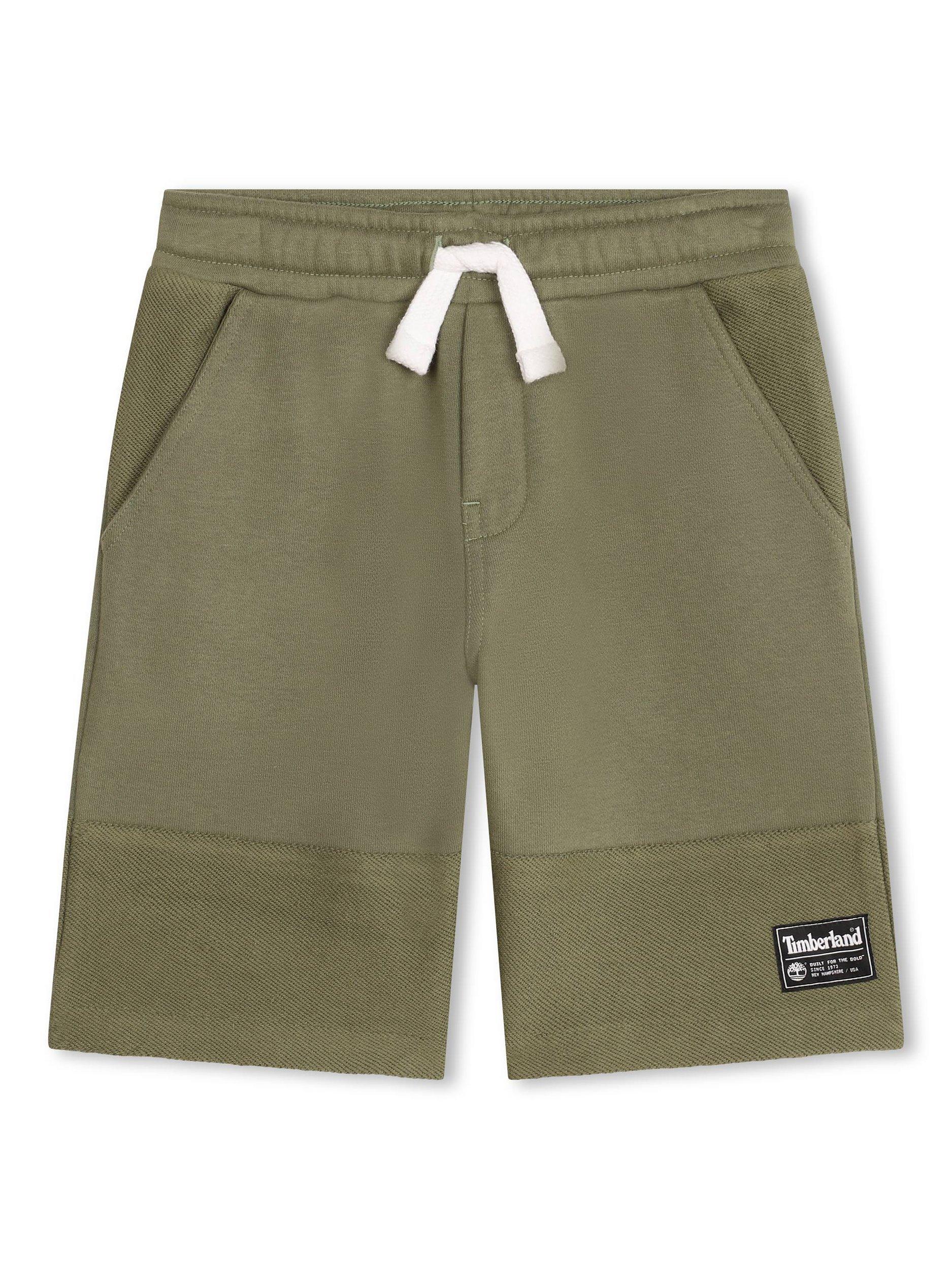 Product image 1 of 2, which shows Timberland Kids' Logo French Terry Bermuda Shorts, Green, 4 years