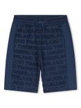 Timberland Kids' Fancy Terry Towel Jacquard Logo Side Stripe Bermuda Shorts, Blue/Multi