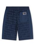 Timberland Kids' Fancy Terry Towel Jacquard Logo Side Stripe Bermuda Shorts, Blue/Multi