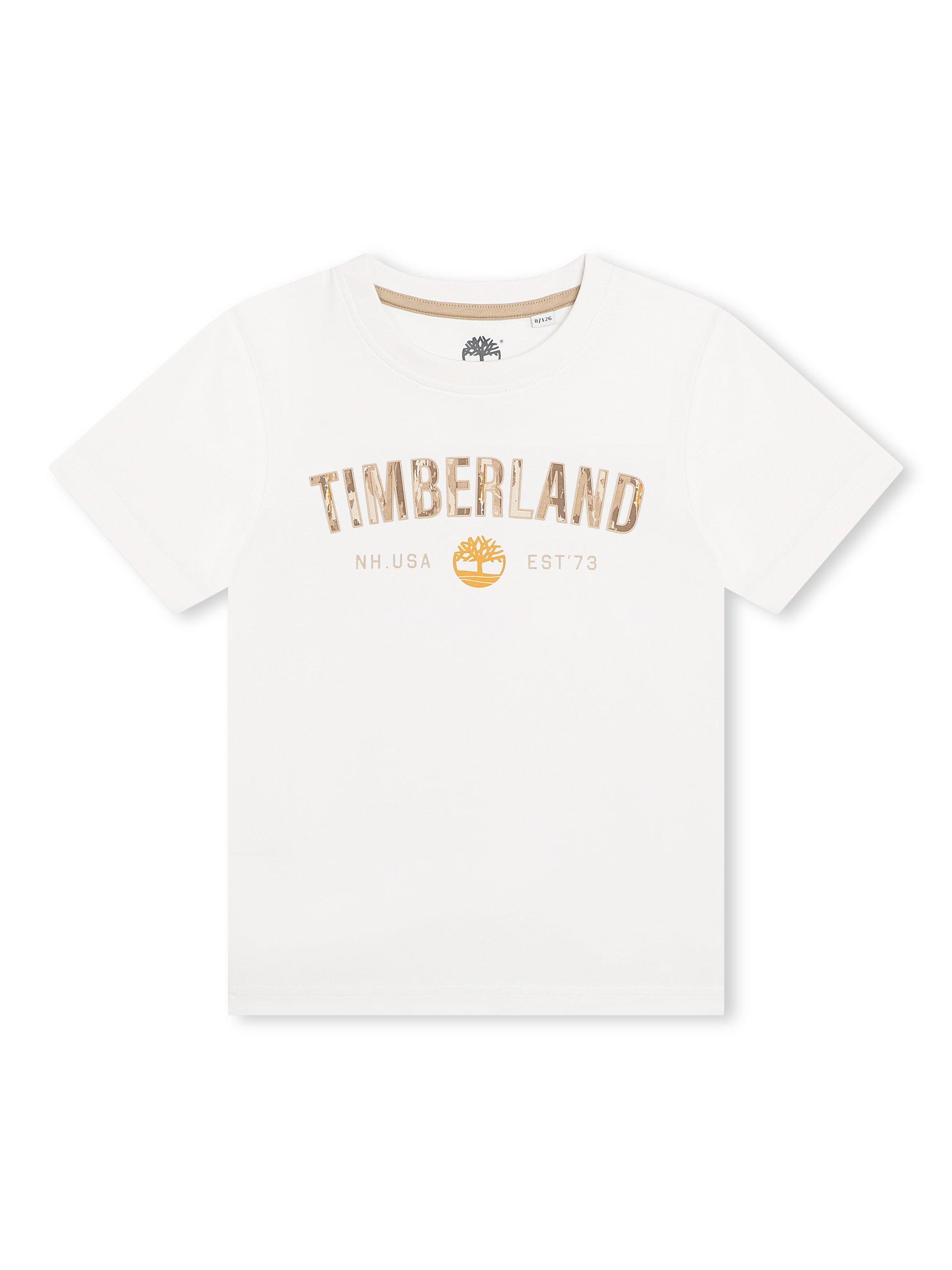 Product image 1 of 3, which shows Timberland Kids' Abstract Logo T-Shirt, White, 6 years