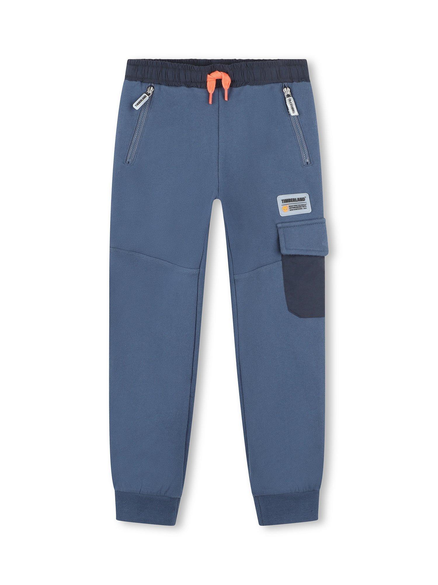 Product image 1 of 2, which shows Timberland Kids' French Terry Zip Pocket Jogging Bottoms, Blue/Multi, 4 years