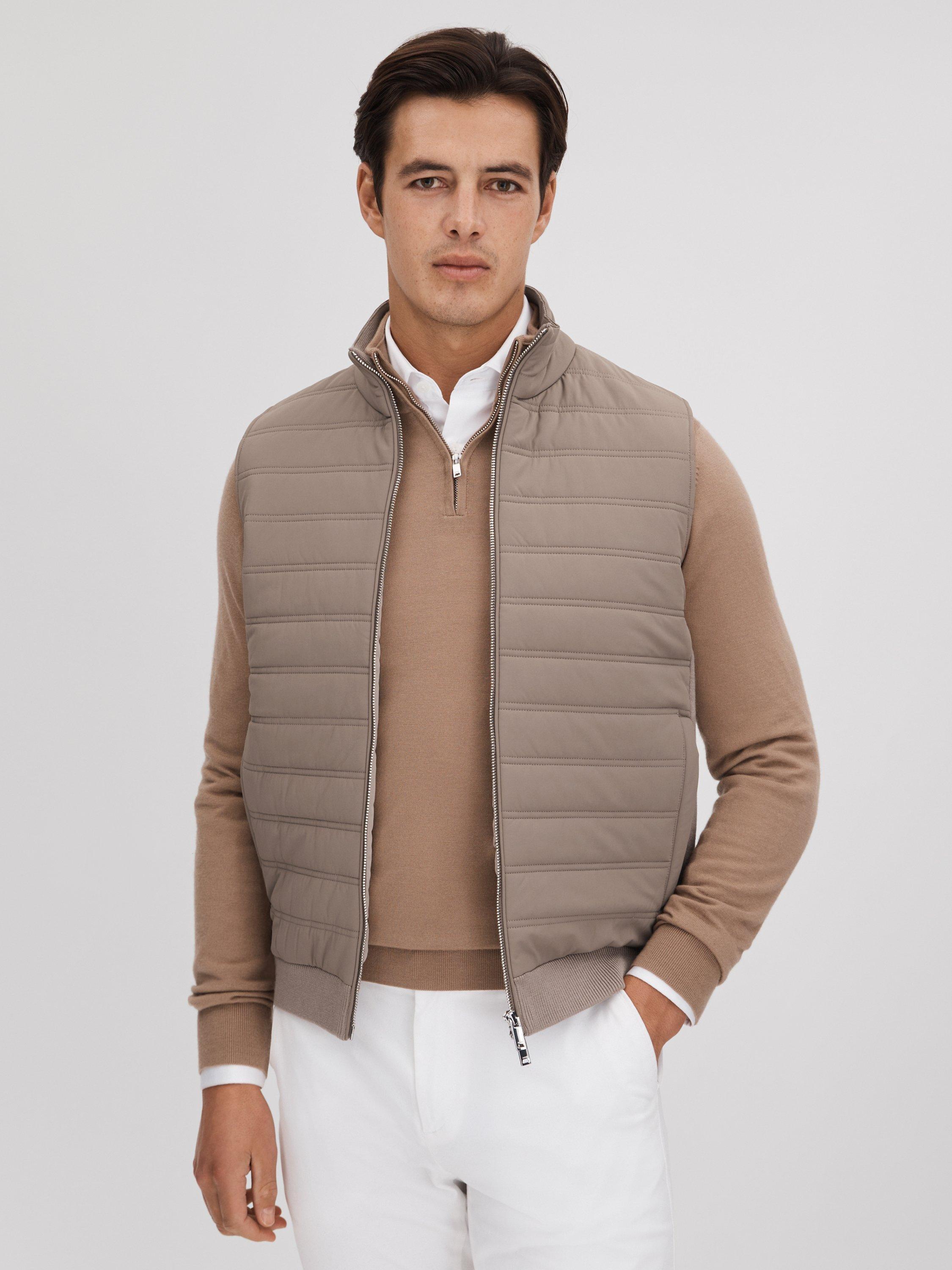 Reiss Cranford Sleeveless Hybrid Gilet, Mink