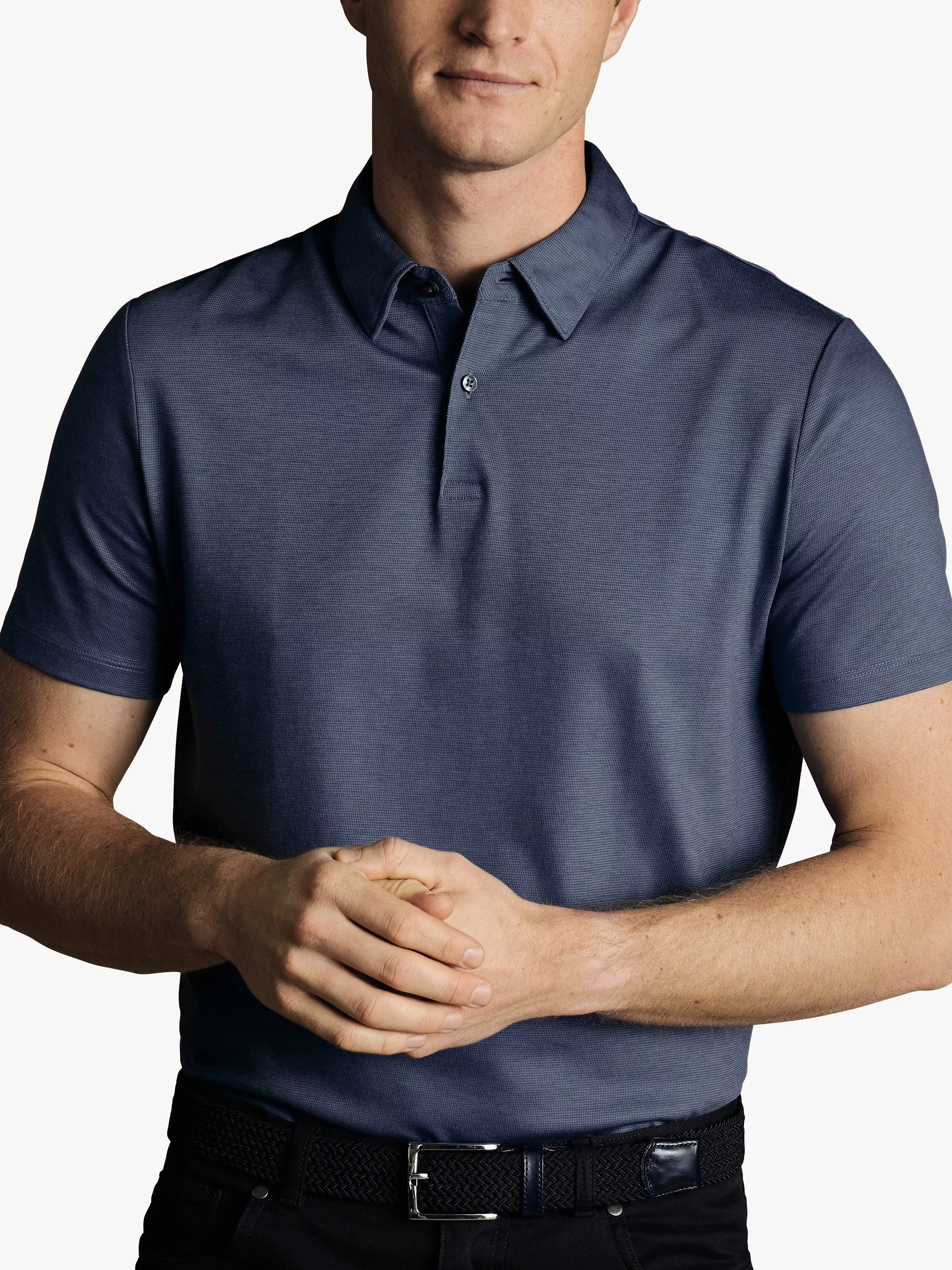 Charles Tyrwhitt Cotton Blend Cool Polo Shirt, Steel Blue