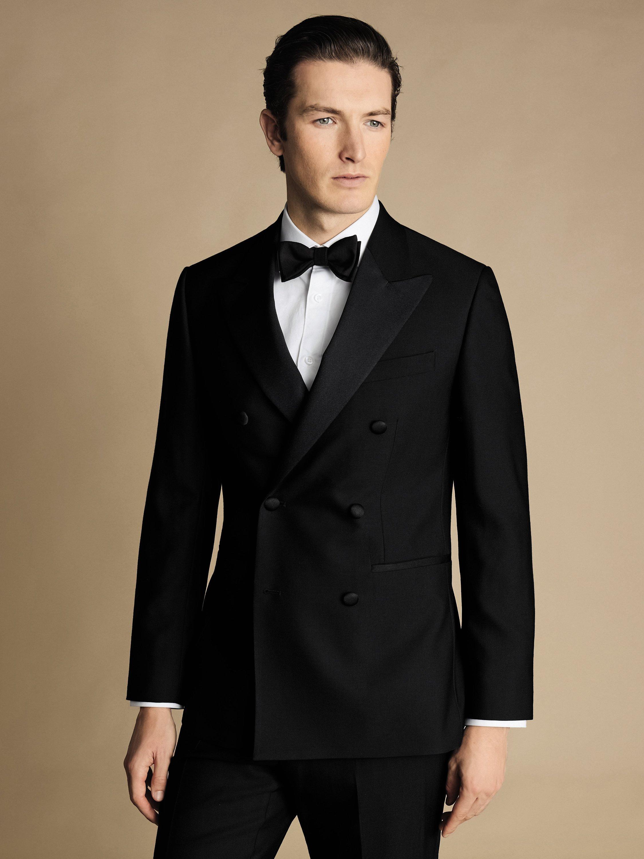 Charles Tyrwhitt Slim Fit Double Breasted Dinner Suit Jacket Black