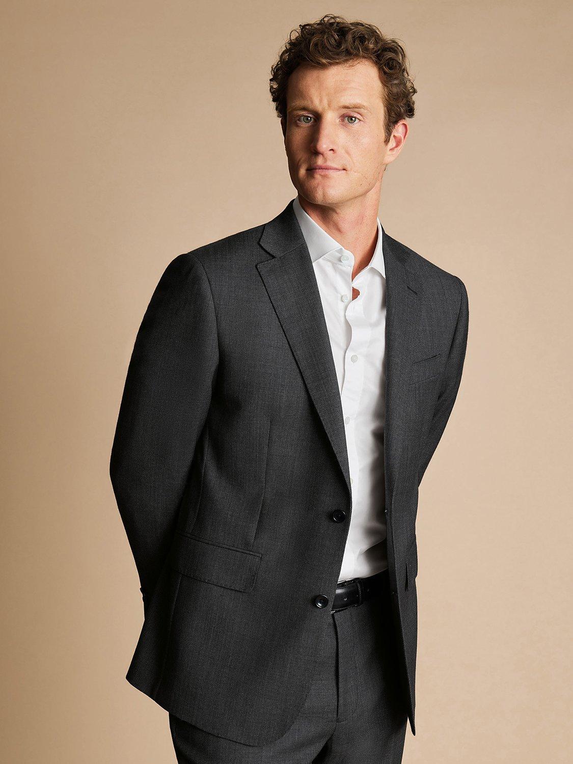 Charles Tyrwhitt Slim Fit Natural Stretch Birdseye Suit Jacket, Grey