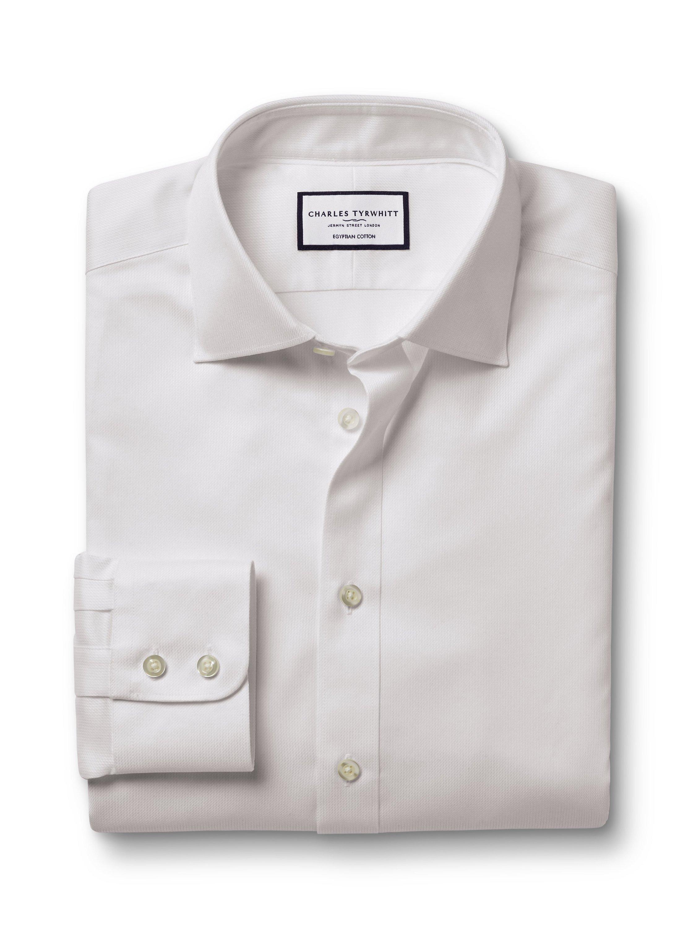 Charles Tyrwhitt Egyptian Cotton Windsor Dobby Weave Shirt, White, 14.5