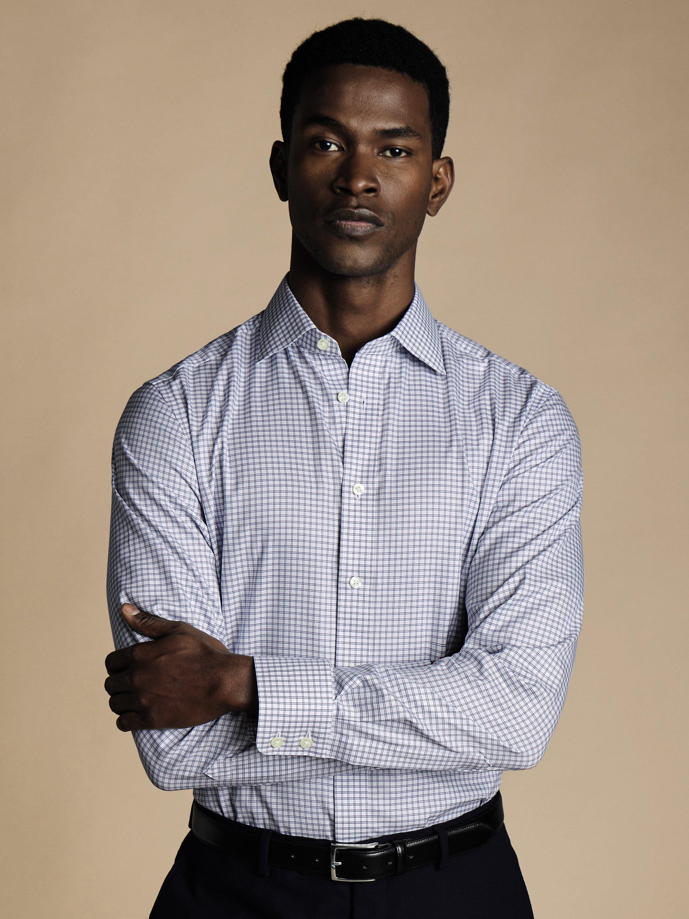 Charles Tyrwhitt Cotton Twill Gingham Shirt, Royal Blue