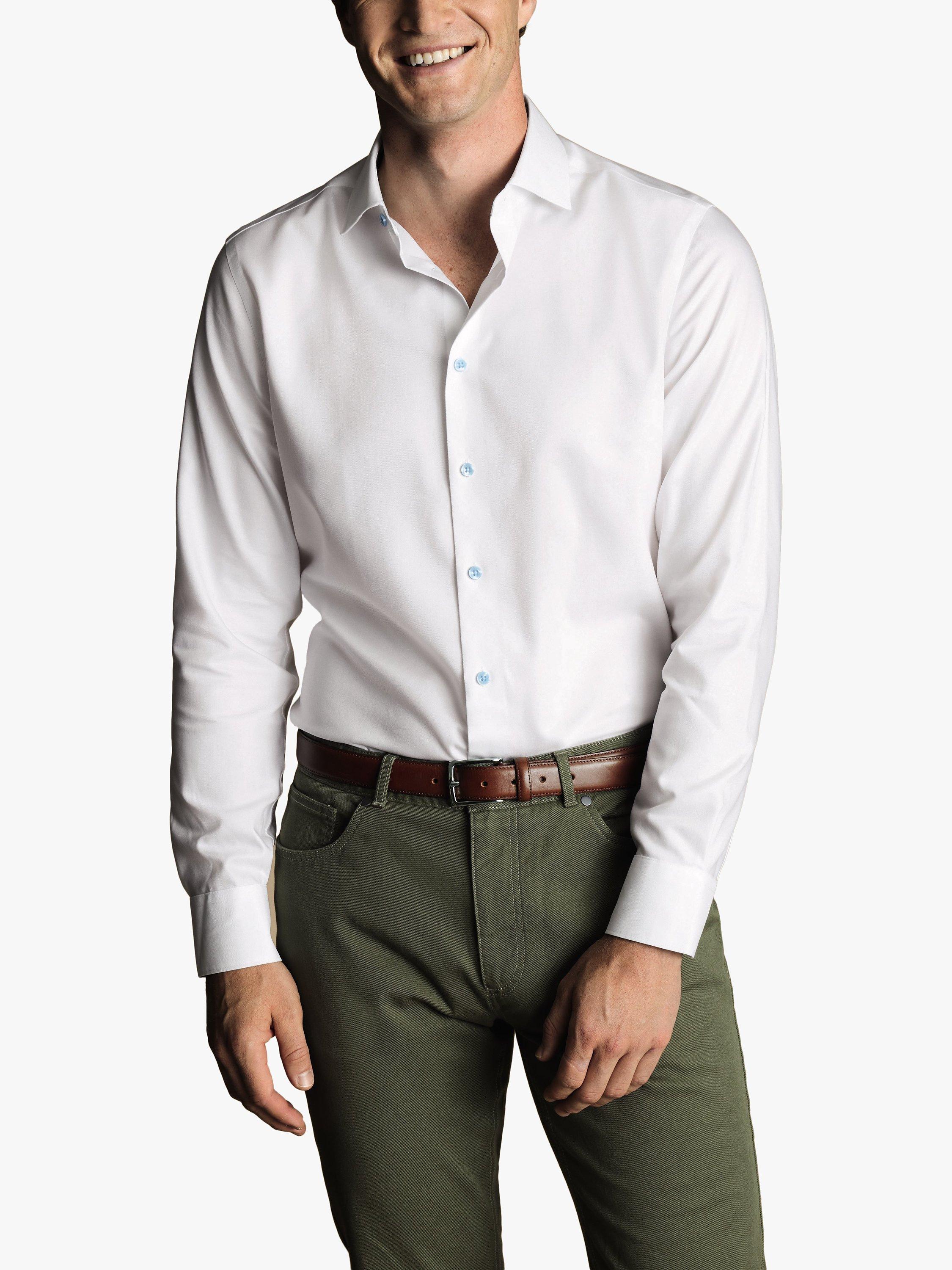 Charles Tyrwhitt Non-Iron Printed Trim Shirt, White