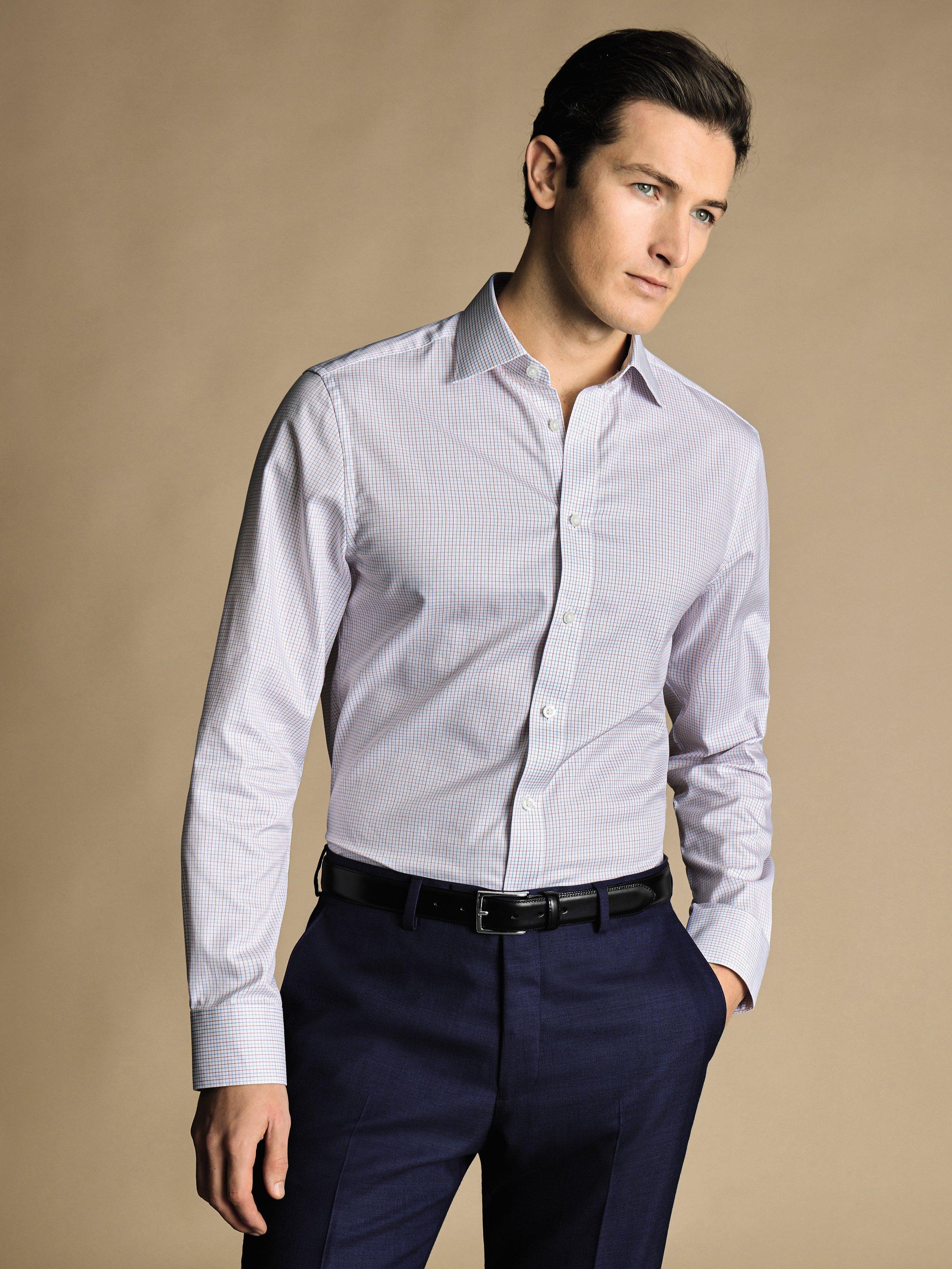 Charles Tyrwhitt Cotton Twill Check Shirt, Red/Multi