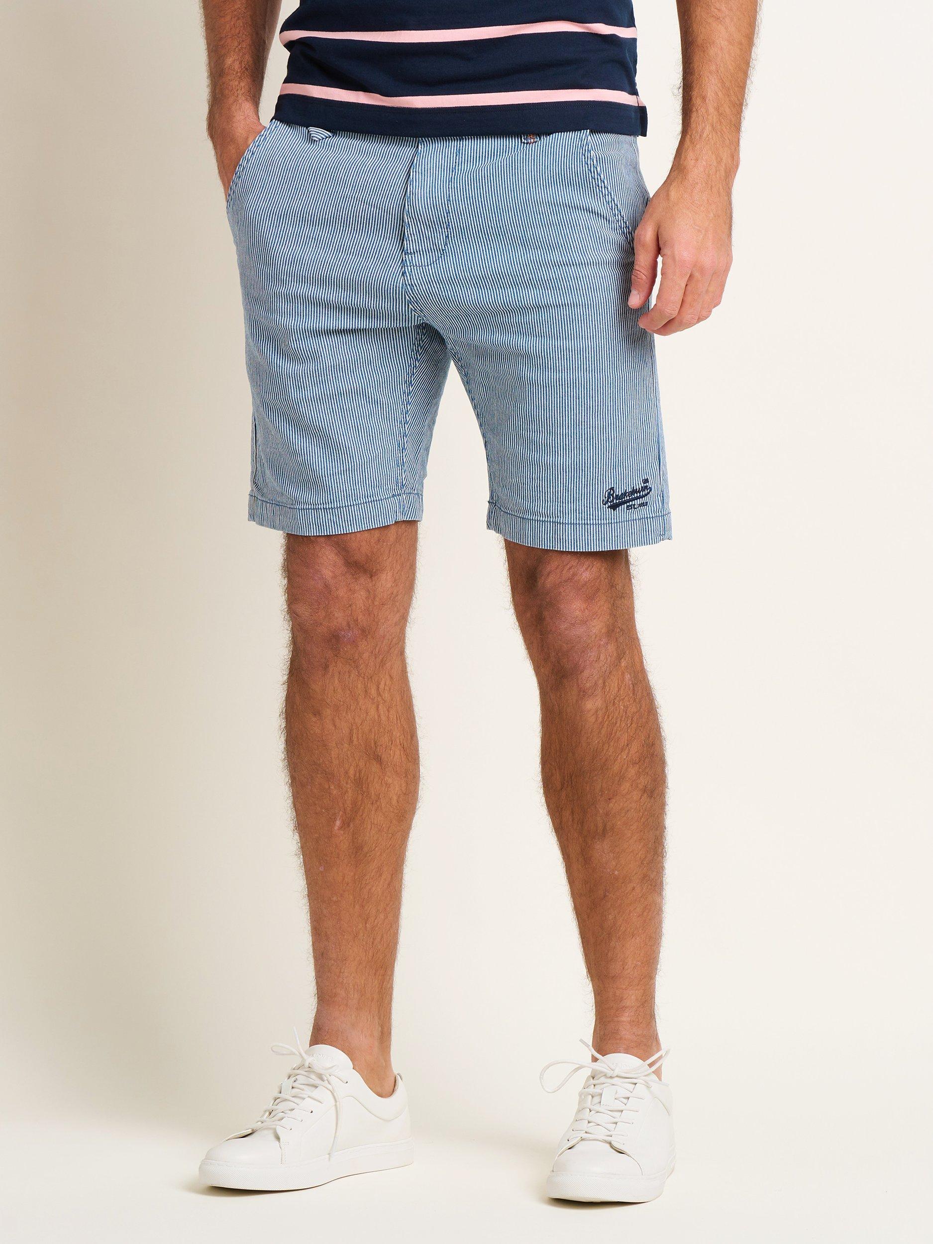 Brakeburn Stripe Chino Shorts, Blue/White