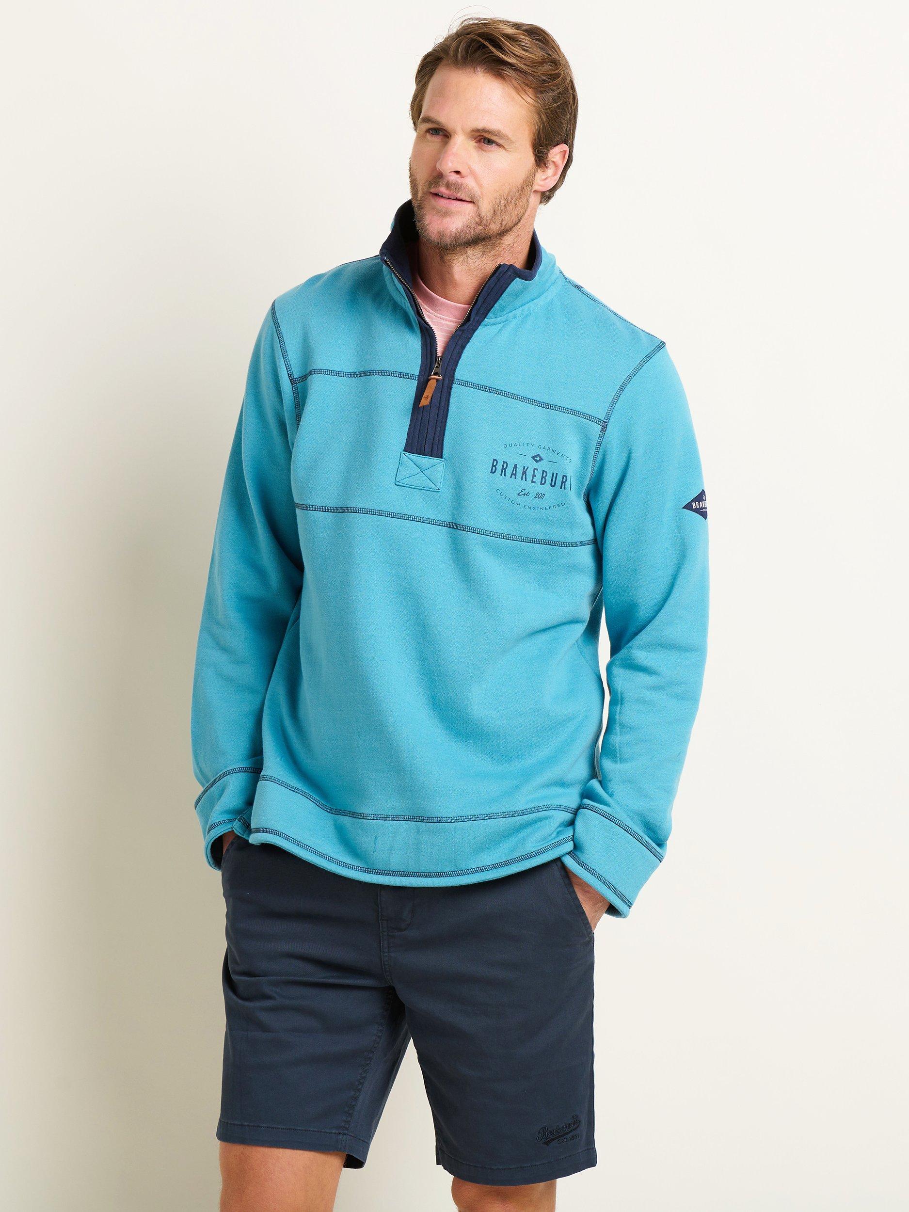 Brakeburn Quarter Zip Sweatshirt, Blue