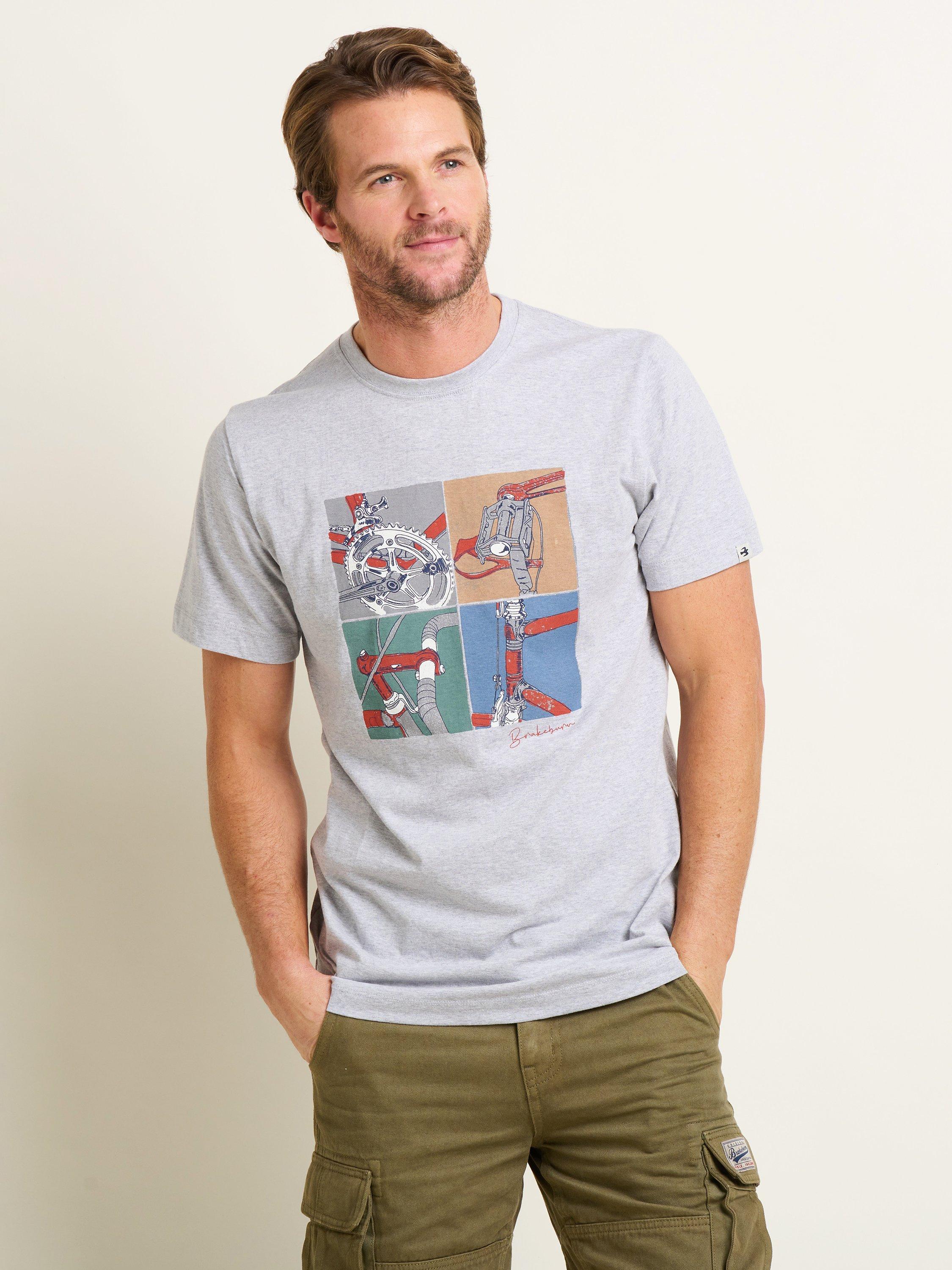 Brakeburn Bike Parts Graphic T-Shirt, Grey/Multi
