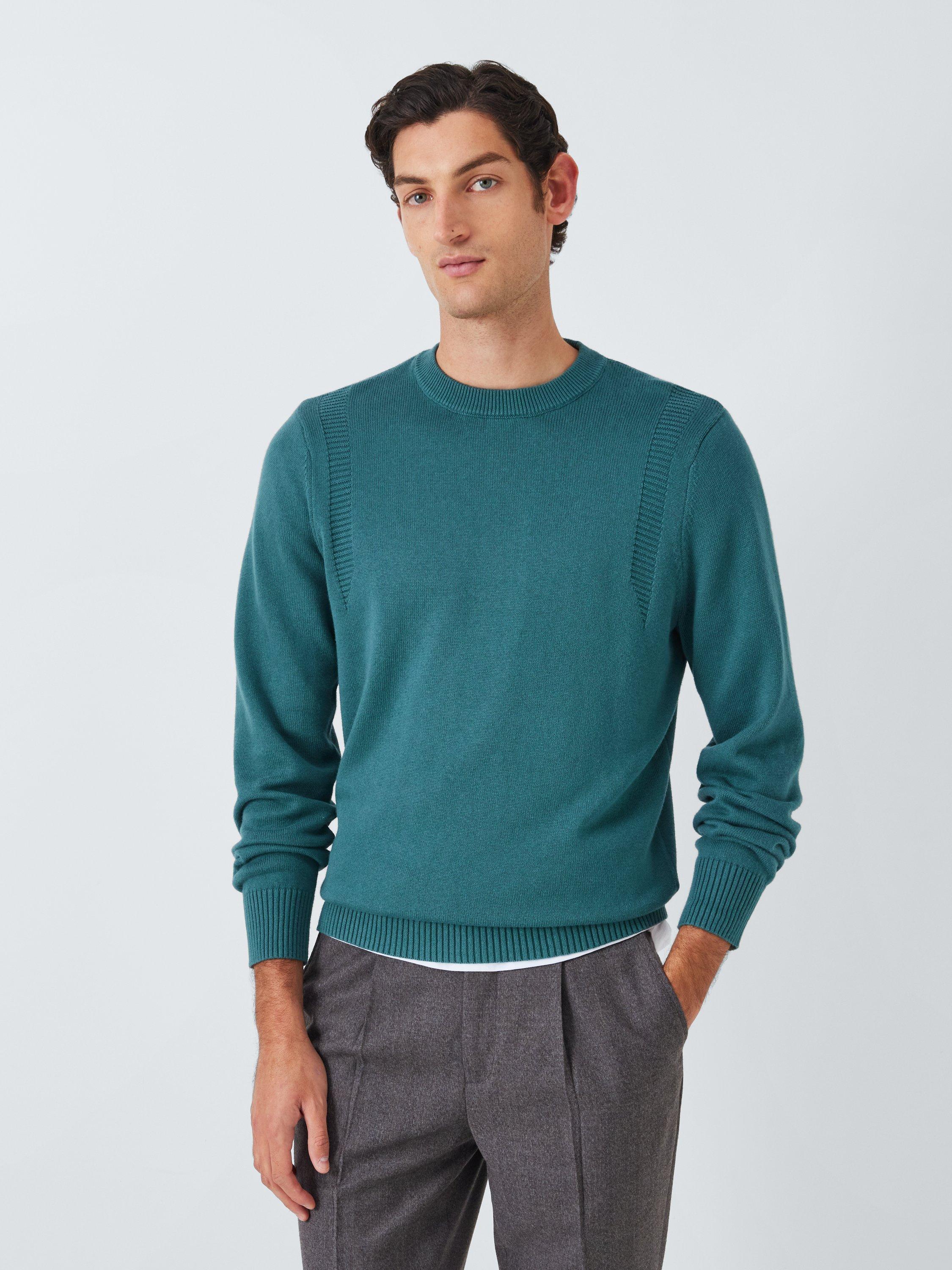 John Lewis Cotton Cashmere Blend Crew Neck Jumper Coastal Pine