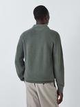 John Lewis Cotton Cashmere Half Zip Rib Knit Collar Jumper, Seal Grey, Seal Grey