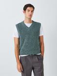 John Lewis Fisherman Cotton Rib Knit Tank Top, Green Gables/Grey Mist