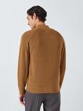 John Lewis Cotton Cashmere Half Zip Rib Knit Collar Jumper, Fox
